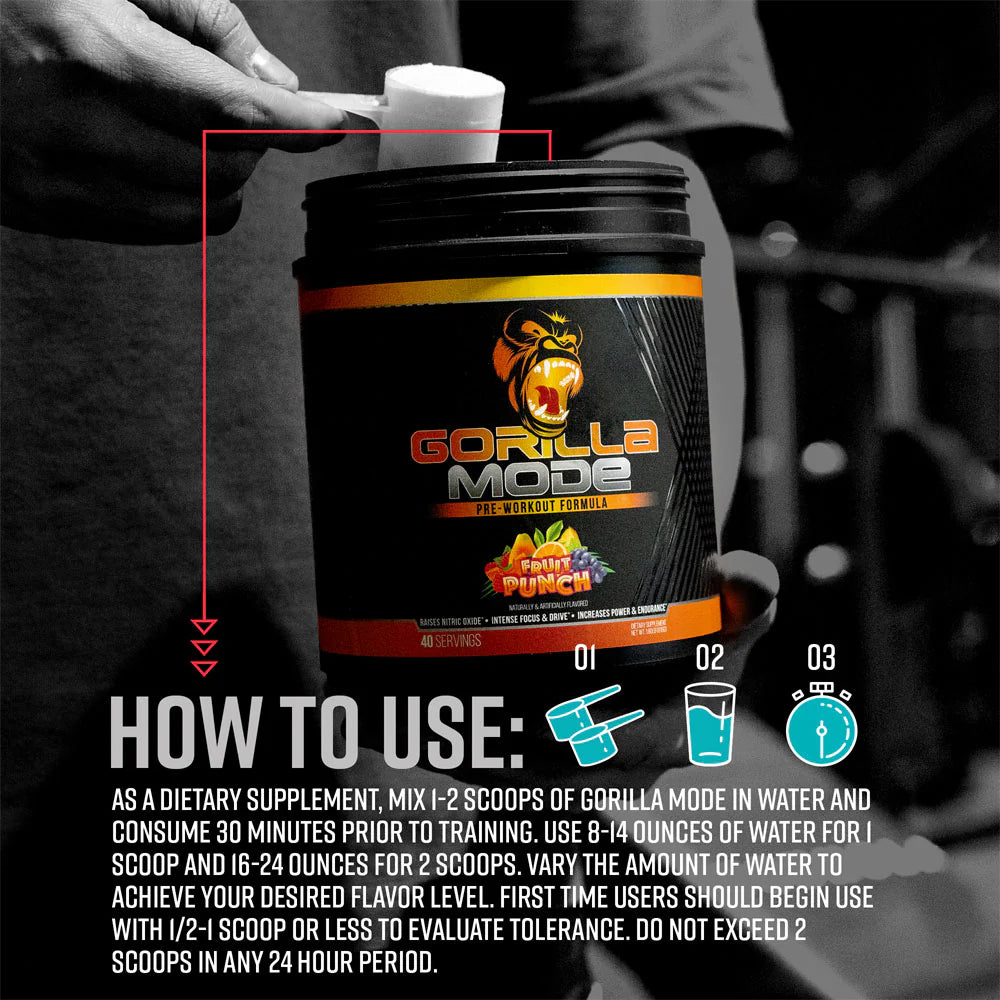 Gorilla Mind Gorilla Mode Pre-Workout Supplement - Boost Energy, Focus & Endurance for Intense Gym & Fitness Training