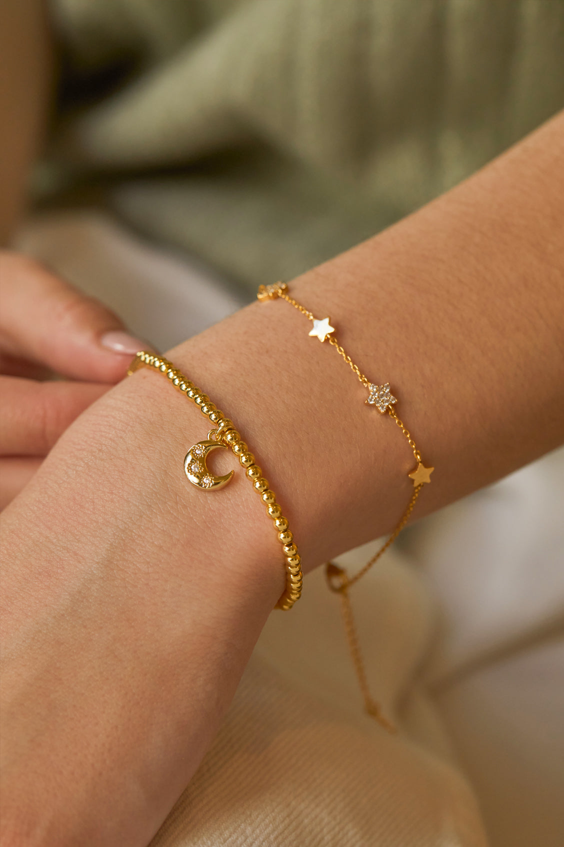 Pave Star Charm Bracelet for Women - Elegant Gold/Silver Layered Bracelet with Sparkling Crystals - Perfect for Parties, Gifts & Everyday Wear