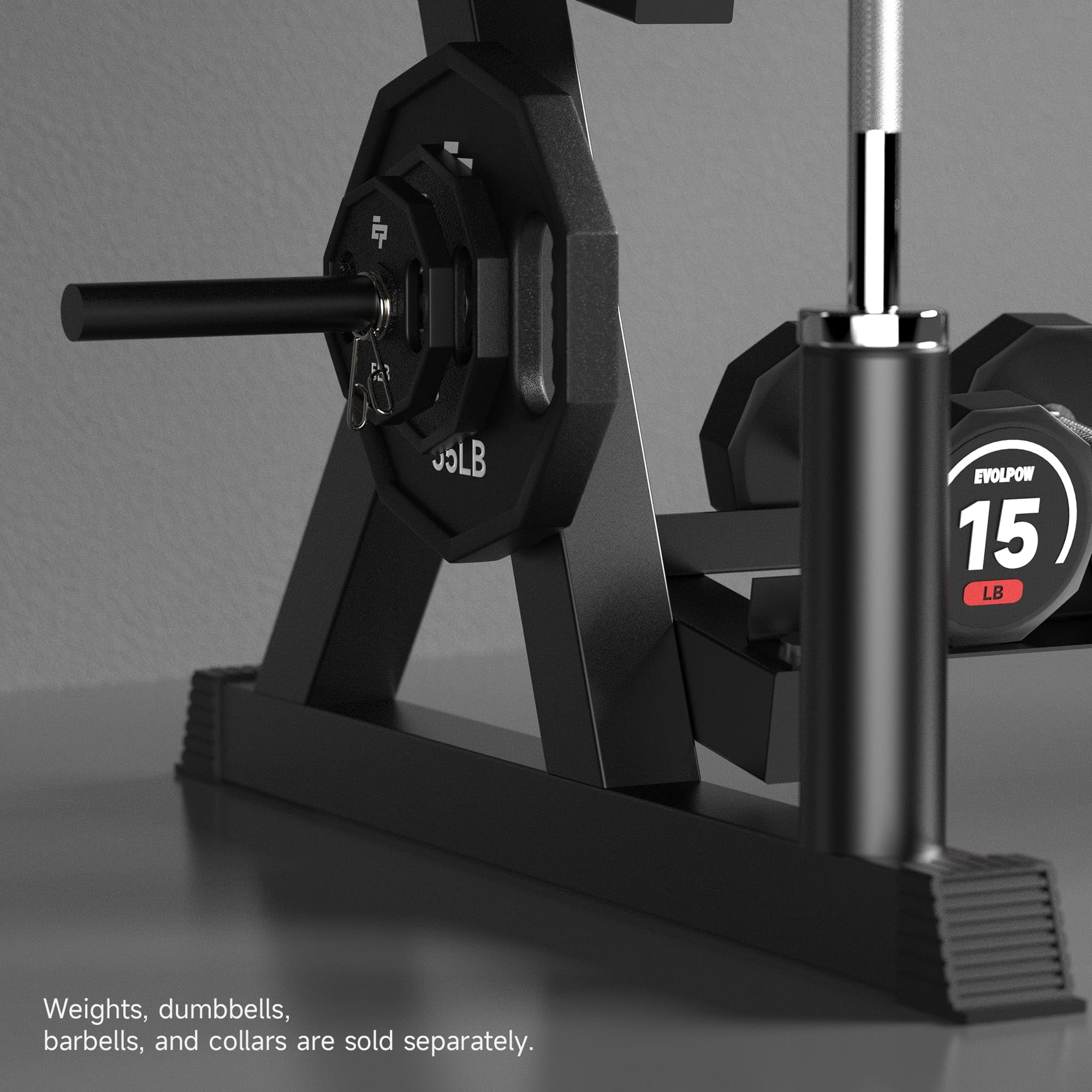 EVOLPOW 3-Tier Dumbbell Rack Stand - Heavy Duty Weight Storage Organizer for 5-75LB Dumbbells, Kettlebells & Weight Plates - Space Saving Home Gym Equipment for Strength Training & Workout Organization