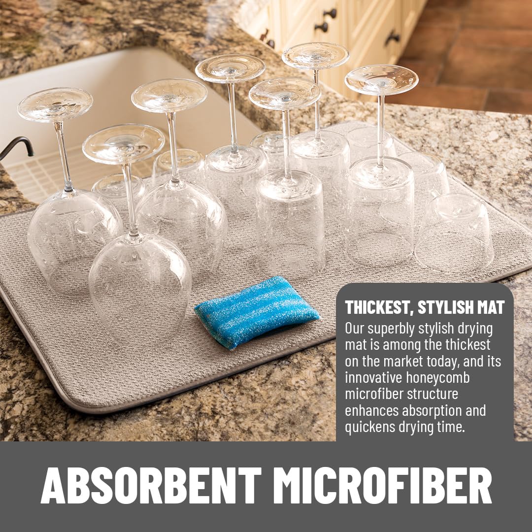 Bellemain XXL Microfiber Dish Drying Mat - Super Absorbent for Kitchen Counter (17x24