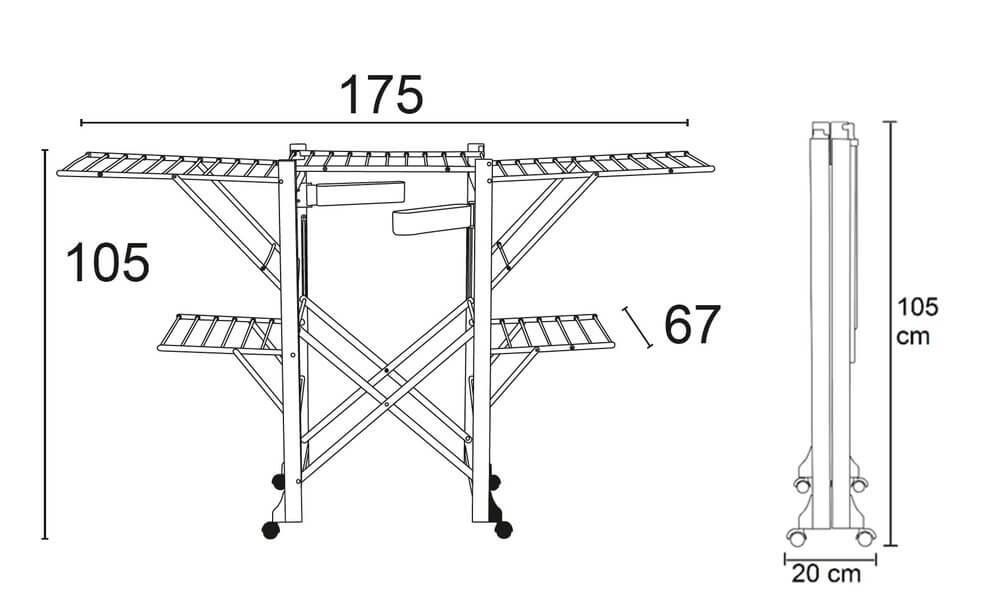 Gabbiano Foldable Clothes Airer Drying Rack - White | Space-Saving Laundry Drying Solution for Apartments, Dorms & Small Spaces