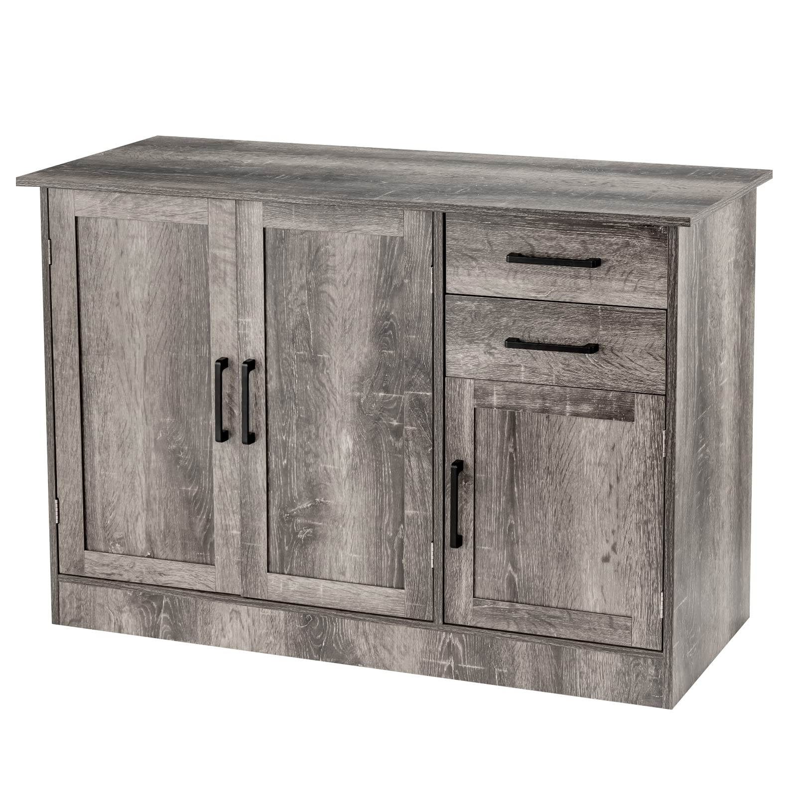 Giantex Buffet Server Sideboard Storage Cabinet - 2-Door Cabinet with 2 Drawers, Kitchen Dining Room Furniture, Entryway Cupboard, Utensils Organizer Console Table (Gray) - Perfect for Small Space Storage & Home Decor