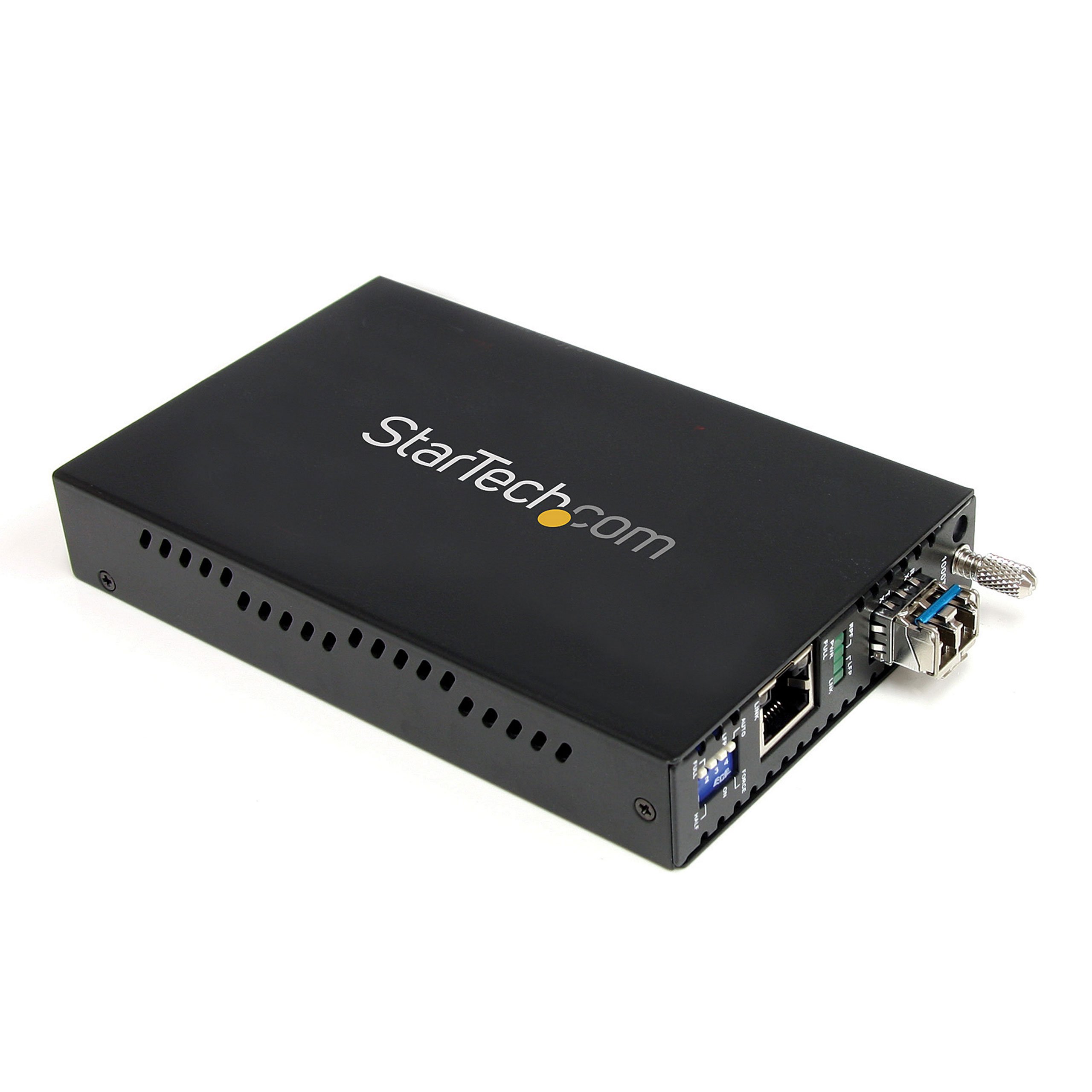 StarTech.com Single-Mode LC Fiber Media Converter - 10/100/1000 Gigabit Ethernet - 40km Range - 1310nm Wavelength - SFP Transceiver Included - TAA Compliant (ET1000S40LC2) | Ideal for Long-Distance Network Connections in Offices, Data Centers & Industrial Applications