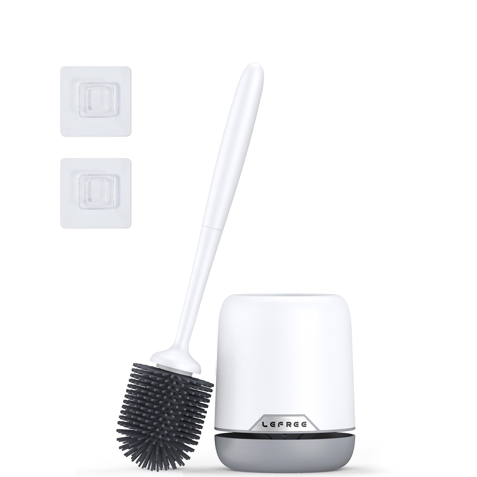 Lefree Silicone Toilet Brush Set with Holder - Wall Mount & Floor Standing for Bathroom Cleaning