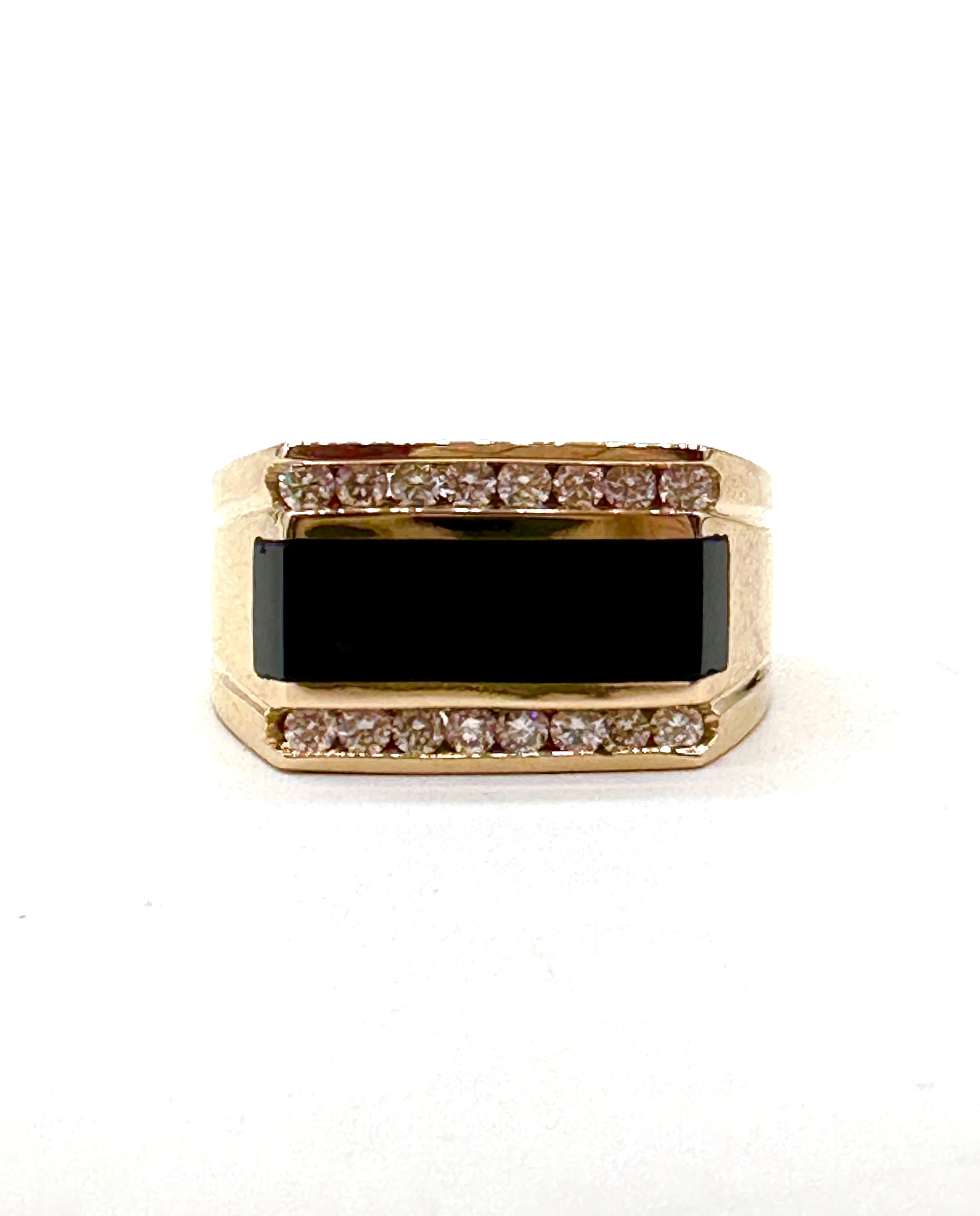 Onyx and Diamond Ring for Men - Elegant Black Onyx & Sparkling Diamond Wedding Band - Perfect for Engagements, Anniversaries, and Special Occasions