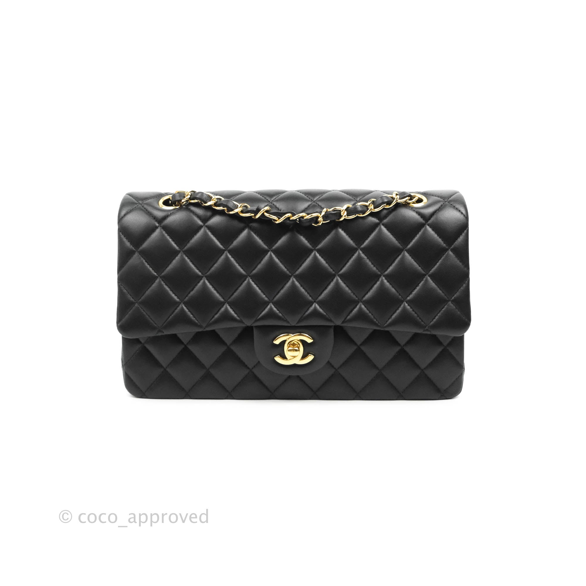 Chanel Classic Medium Double Flap Bag in Black Lambskin Leather with Gold Hardware - Luxury Handbag for Women, Perfect for Work, Evening Events & Special Occasions
