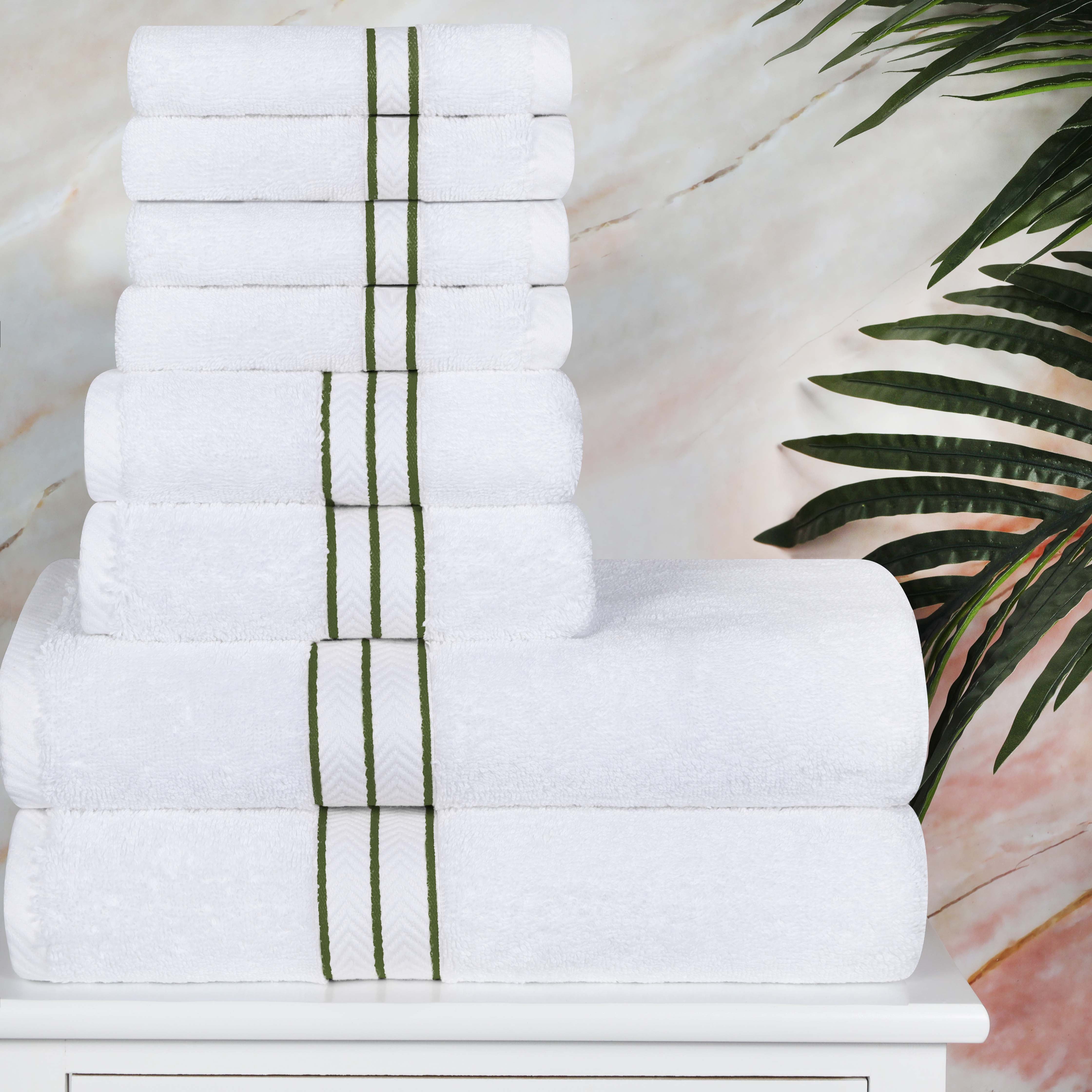 Premium Turkish Cotton 8-Piece Ultra Plush Bath Towel Set - Super Absorbent, Soft & Luxurious for Spa, Bathroom, and Beach Use