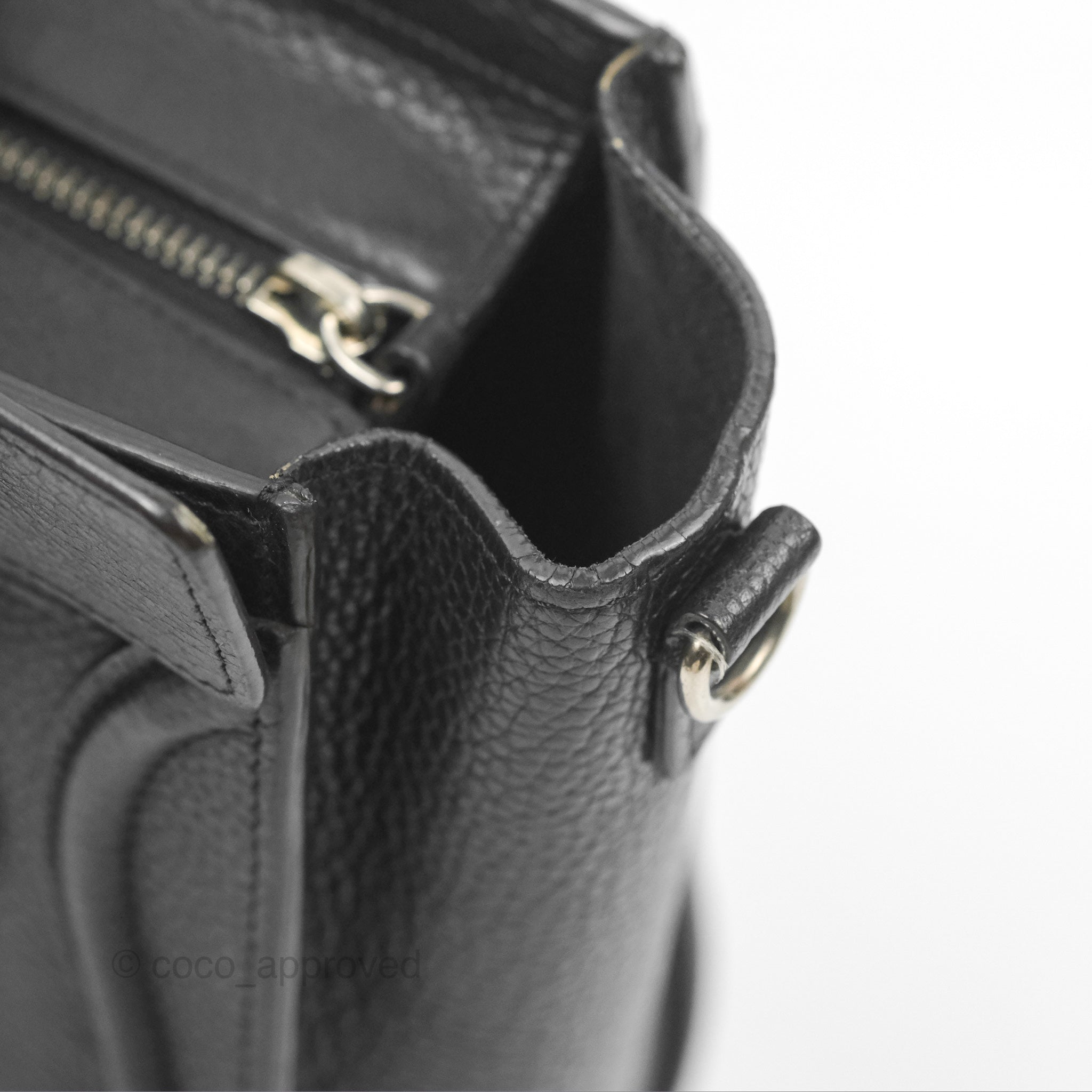 Celine Nano Luggage Bag in Black Drummed Calfskin Leather - Perfect for Work, Travel & Everyday Luxury Handbag