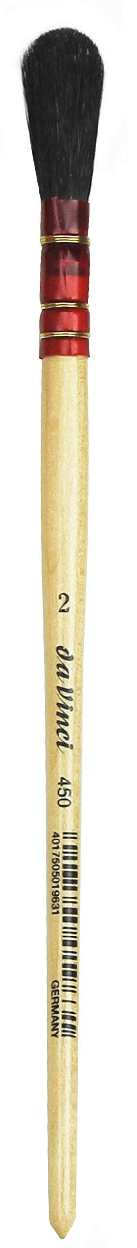 Premium Da Vinci Gilding Series 450 Gilder Duster Brush - Round Oval Black Goat Hair with Smooth Wood Handle (Size 2, 450-2) - Perfect for Gold Leaf Application, Calligraphy & Fine Art Projects