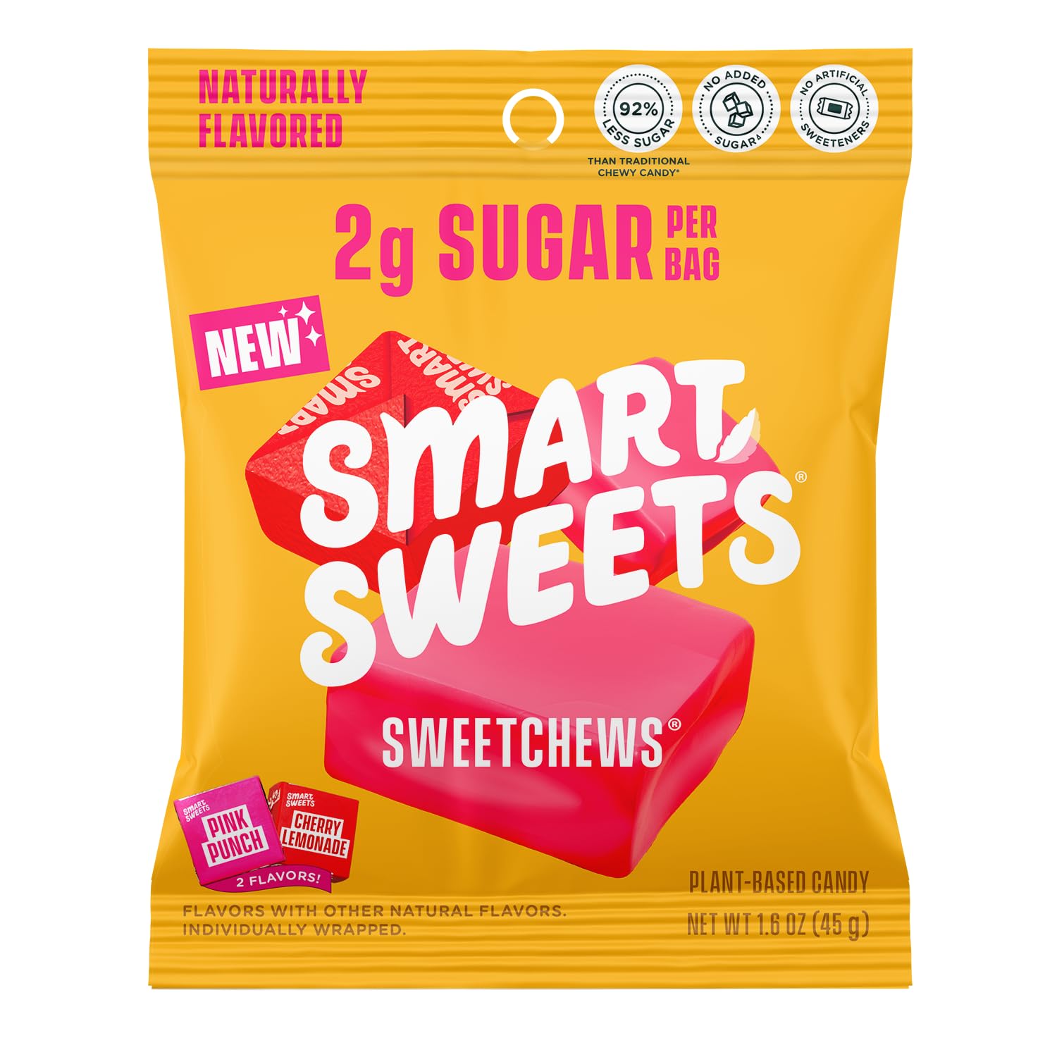 SmartSweets SweetChews Low Sugar Candy - 1.6oz (Pack of 4) | Healthy Low Calorie Snacks for Kids & Adults | Perfect for Lunchboxes, Movie Nights & On-the-Go Treats