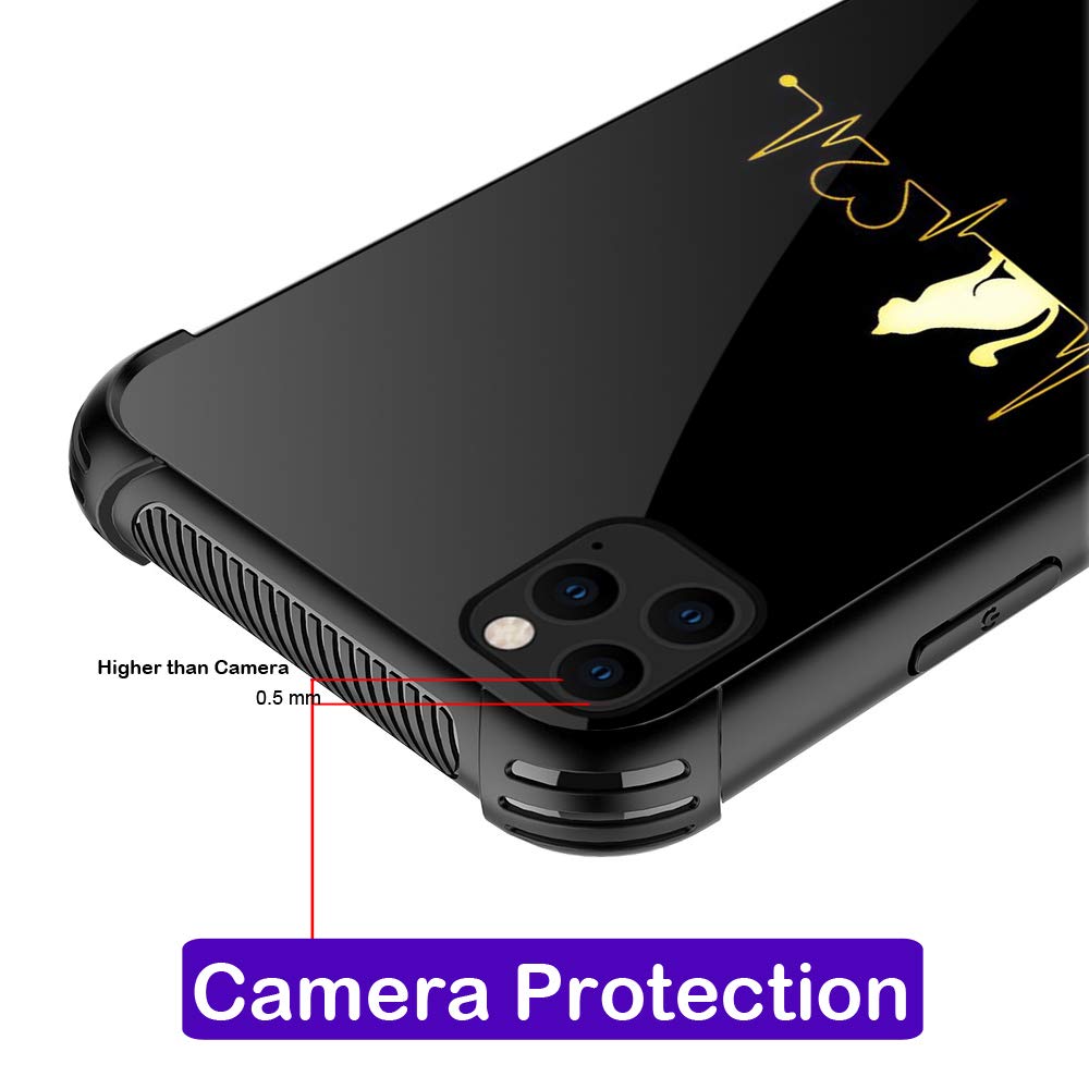 Premium Shockproof iPhone 11 Pro Max Case - Soft TPU Non-Slip Bumper with Reinforced Corners | Cute Cat Heartbeat Design for Women | Perfect for Daily Use, Work & Outdoor Activities