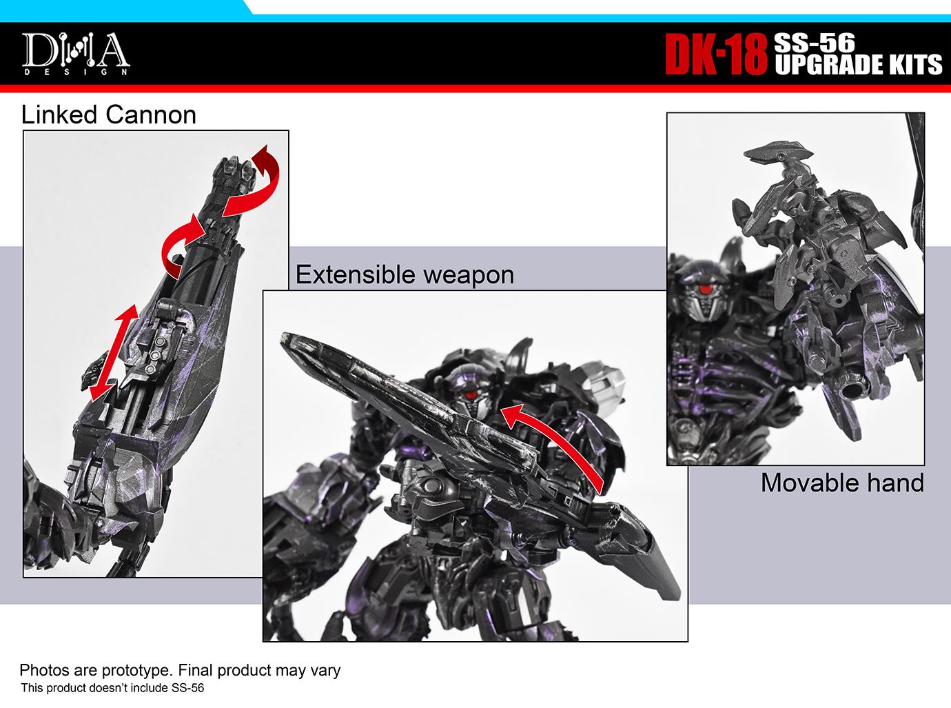 DNA Design DK 18 Upgrade Kit for SS 56 Shockwave - Transformers Action Figure Accessories for Collectors & Customization - Perfect for Display, Photography & Toy Modding