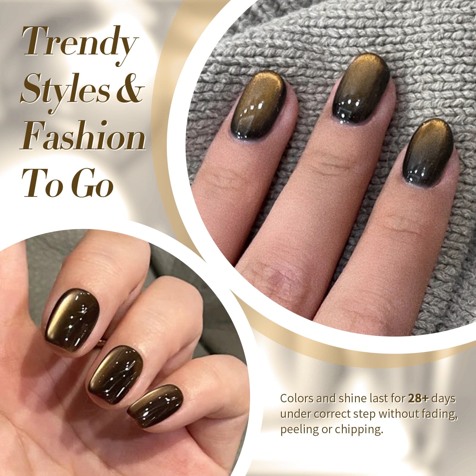 Black Gold Glass Cat Magnetic Gel Polish 15ml - Long Lasting Nail Art Polish for Salon & Home Manicure - Perfect for Parties, Weddings & Special Occasions
