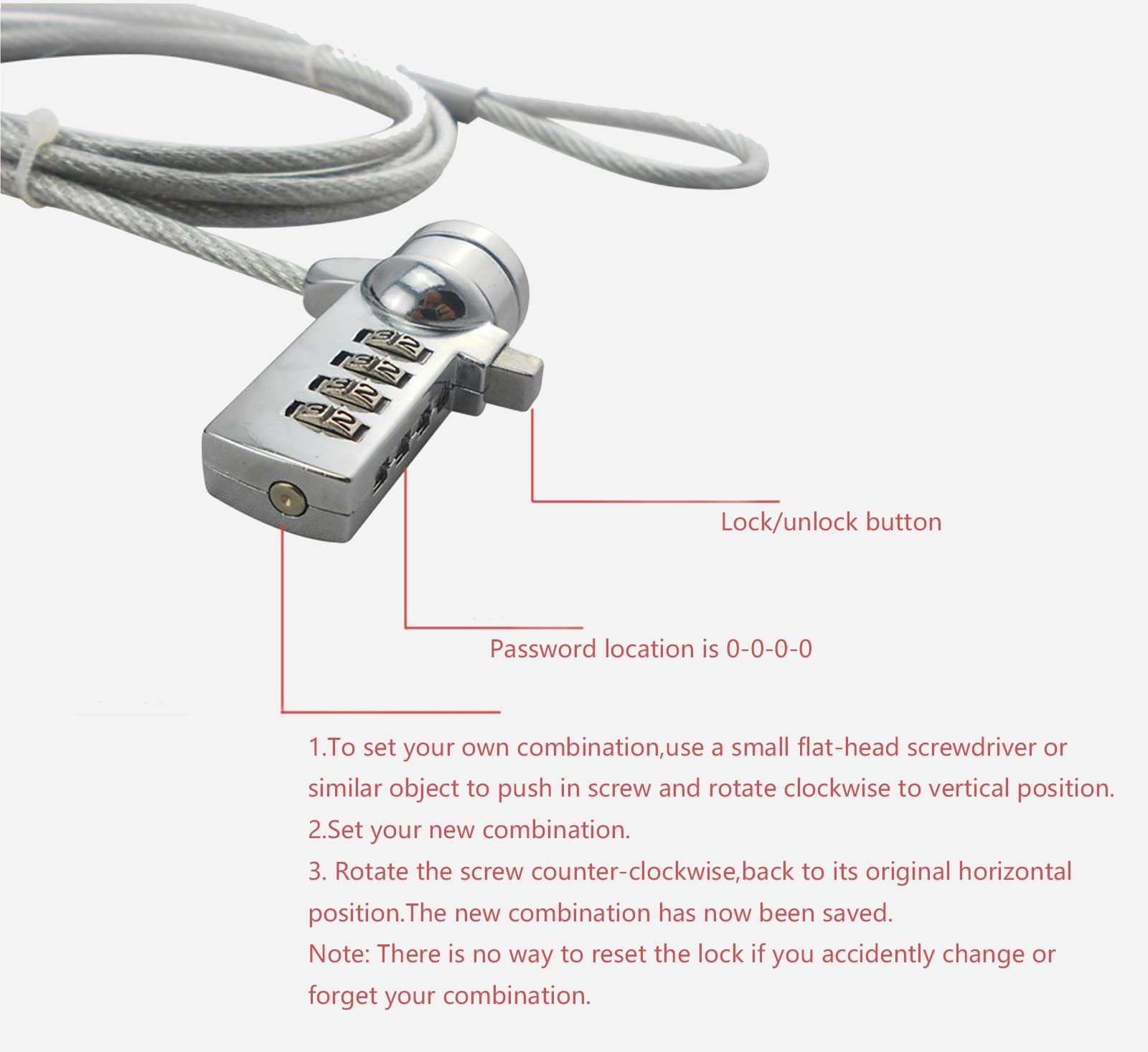 2-Pack 6-Foot Laptop Security Cable with 4-Digit Combination Lock | Anti-Theft Protection for Notebooks, MacBooks & PCs | Ideal for Offices, Schools, Coffee Shops & Travel
