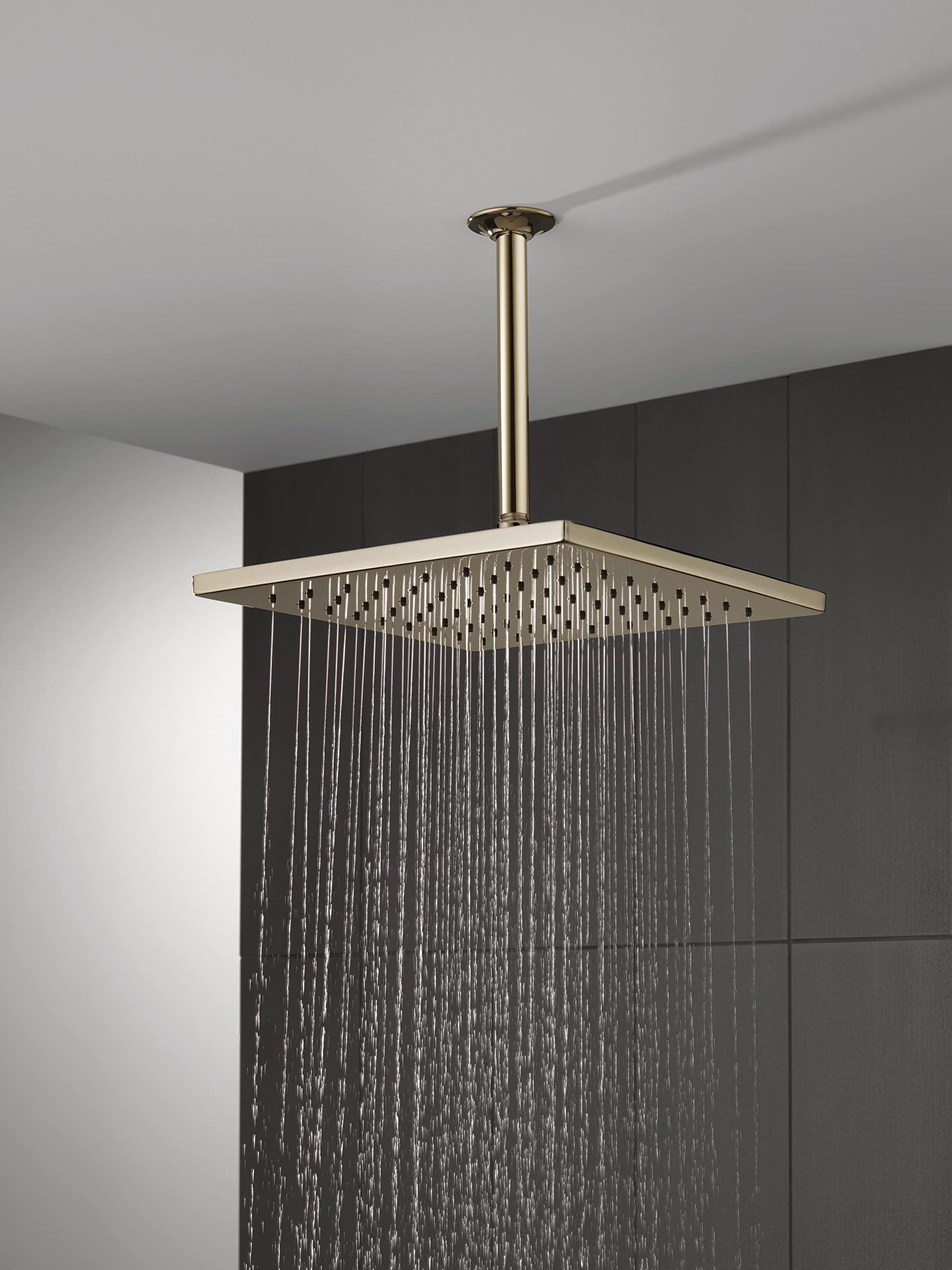Delta Faucet Rain Shower Head with Lumicoat Finish - Polished Nickel Ceiling Mount Rainfall Showerhead (Includes Shower Arm) - Perfect for Spa-Like Bathroom Experience and Luxury Home Upgrades