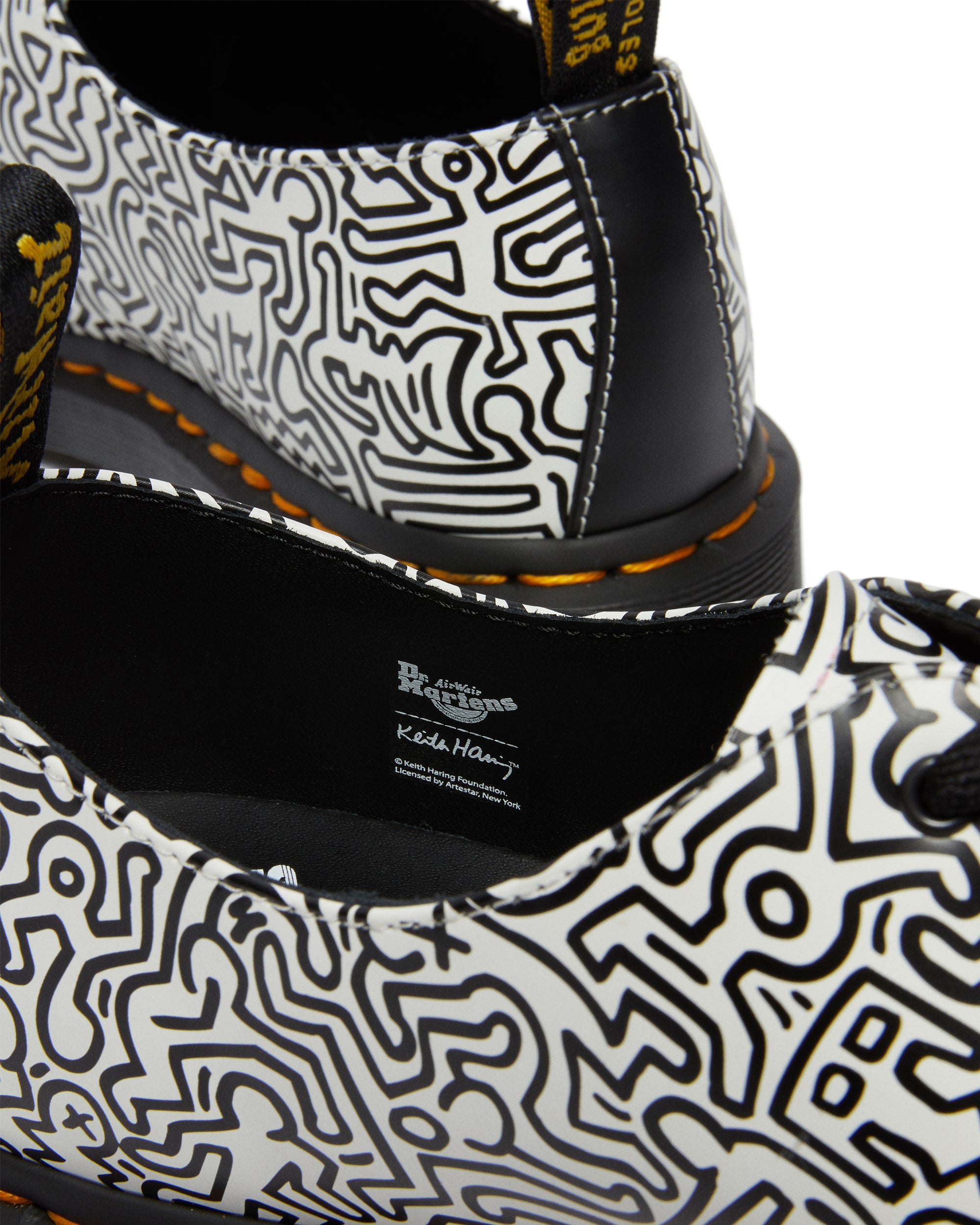 Keith Haring 1461 Black & White Oxford Shoes - Unisex Dr. Martens Style Casual Sneakers for Men & Women - Perfect for Streetwear, Punk Fashion & Everyday Wear