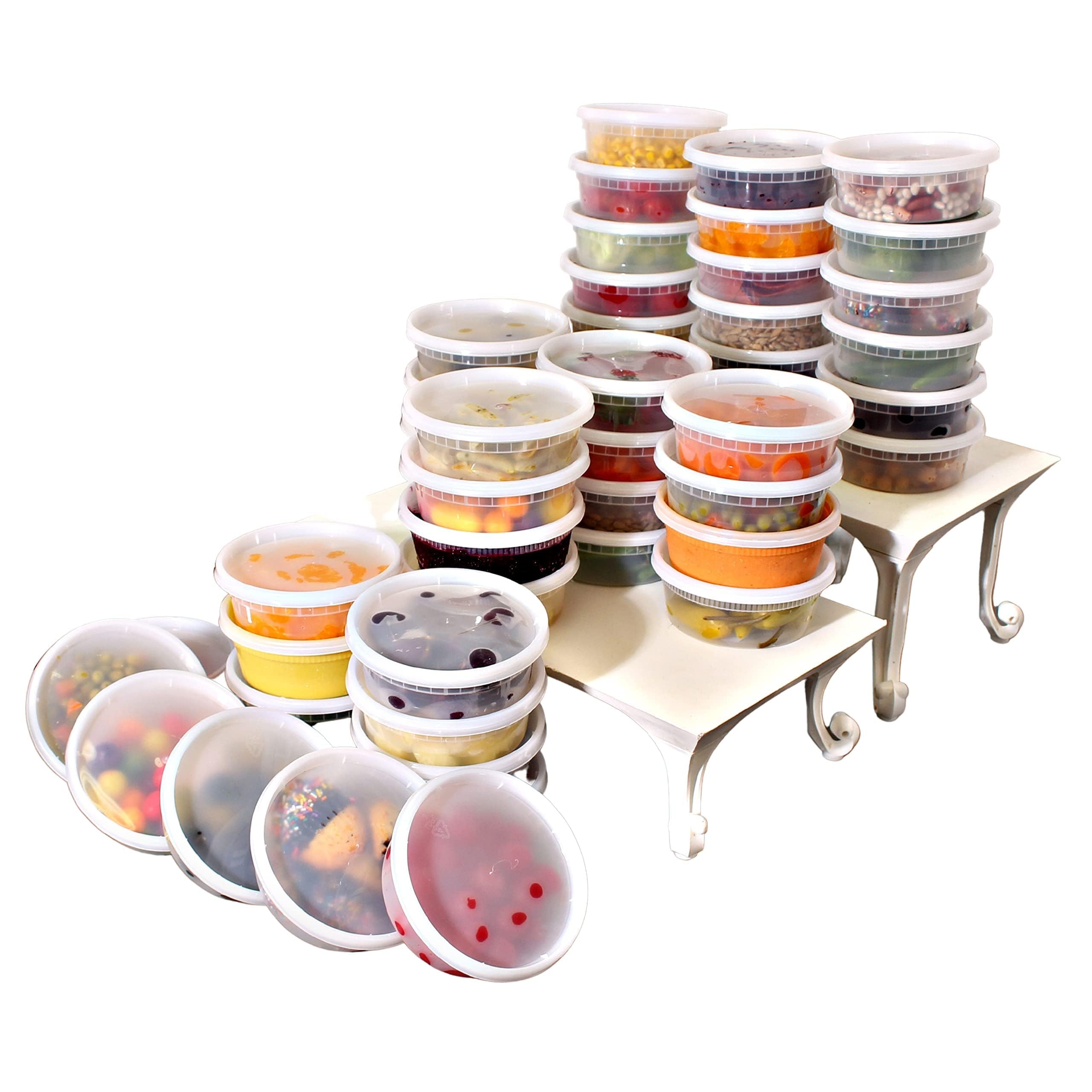 8 oz. Clear Plastic Deli Containers with Lids - 48 Pack BPA-Free, Microwave Safe & Leak-Proof Food Storage Containers for Meal Prep, Takeout, Party Snacks & Leftovers
