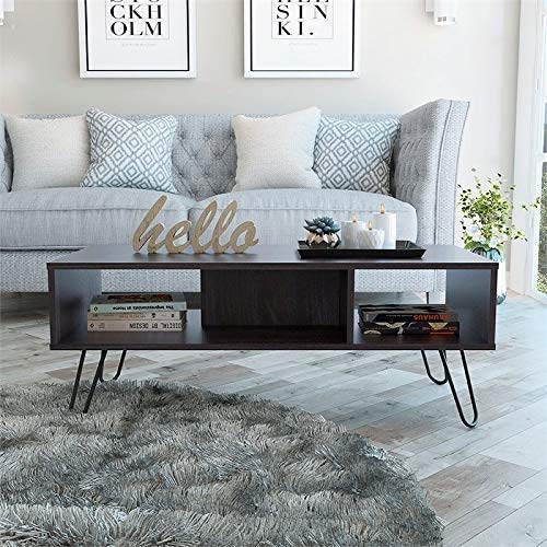 Tuhome Espresso Wood Coffee Table - Modern Living Room Furniture for Small Spaces, Home Decor, and Relaxing with Friends