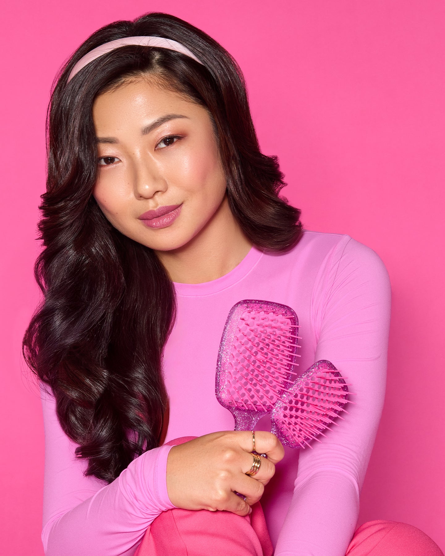 UNbrush Mini Detangling Hair Brush - Rose Quartz for Smooth & Pain-Free Hair Care - Perfect for Travel, Kids & Sensitive Scalp