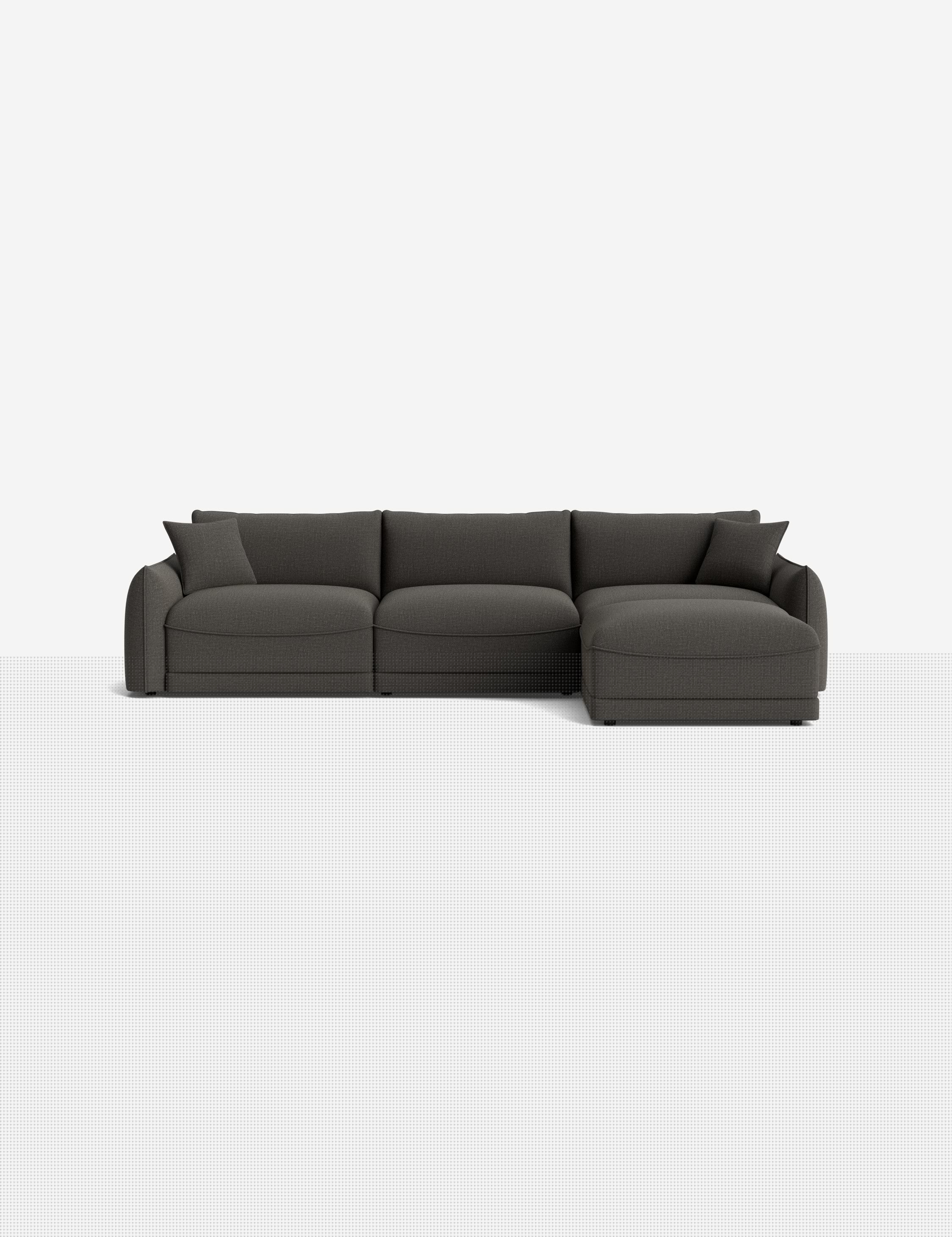 Balmer Sectional Sofa with Ottoman - Modern L-Shaped Couch Set for Living Room, Lounge & Home Theater - Comfortable Fabric Sofa with Chaise & Storage Ottoman