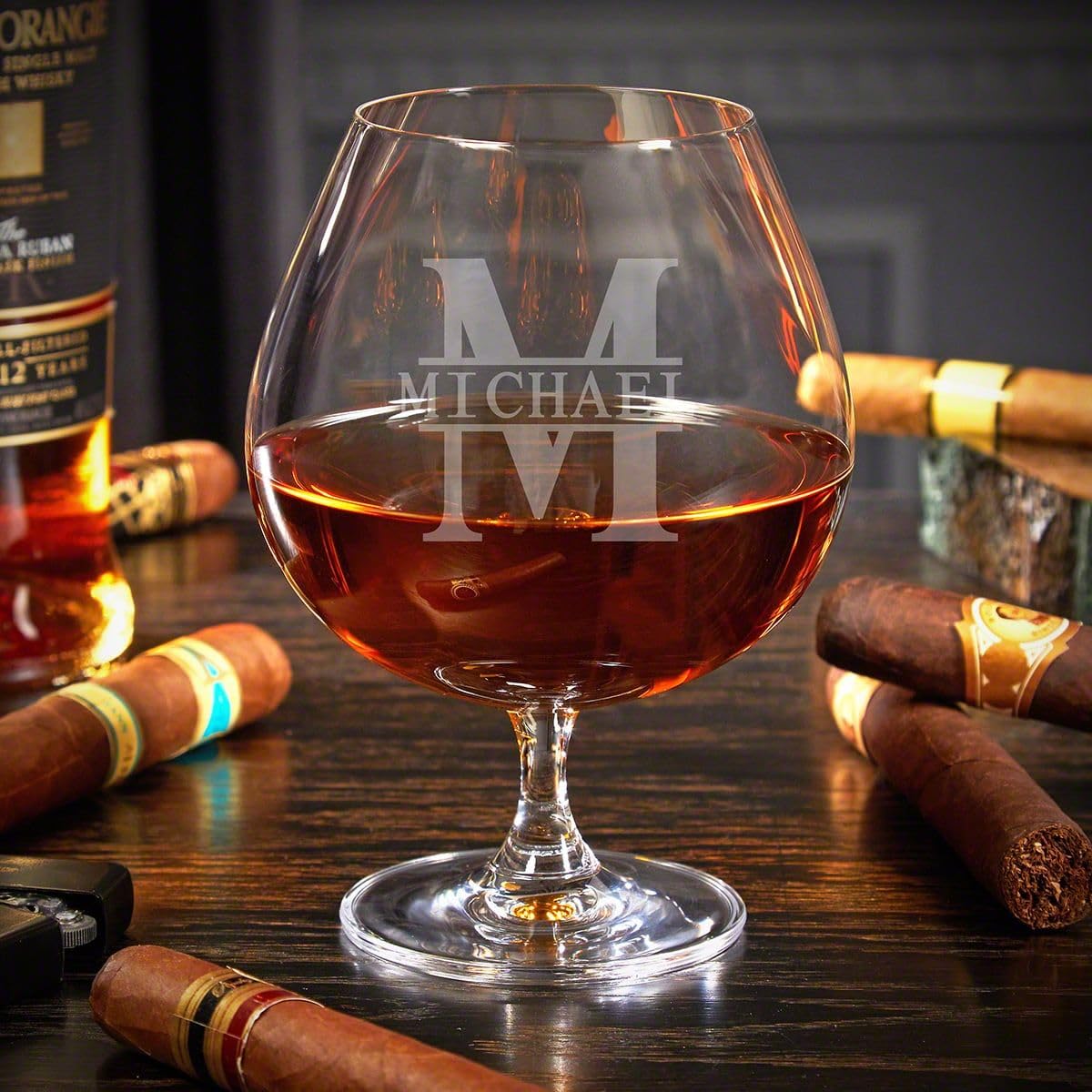 Premium Custom Cognac Gift Set in Elegant Ebony Wood Box - Perfect for Anniversaries, Corporate Gifts & Special Occasions