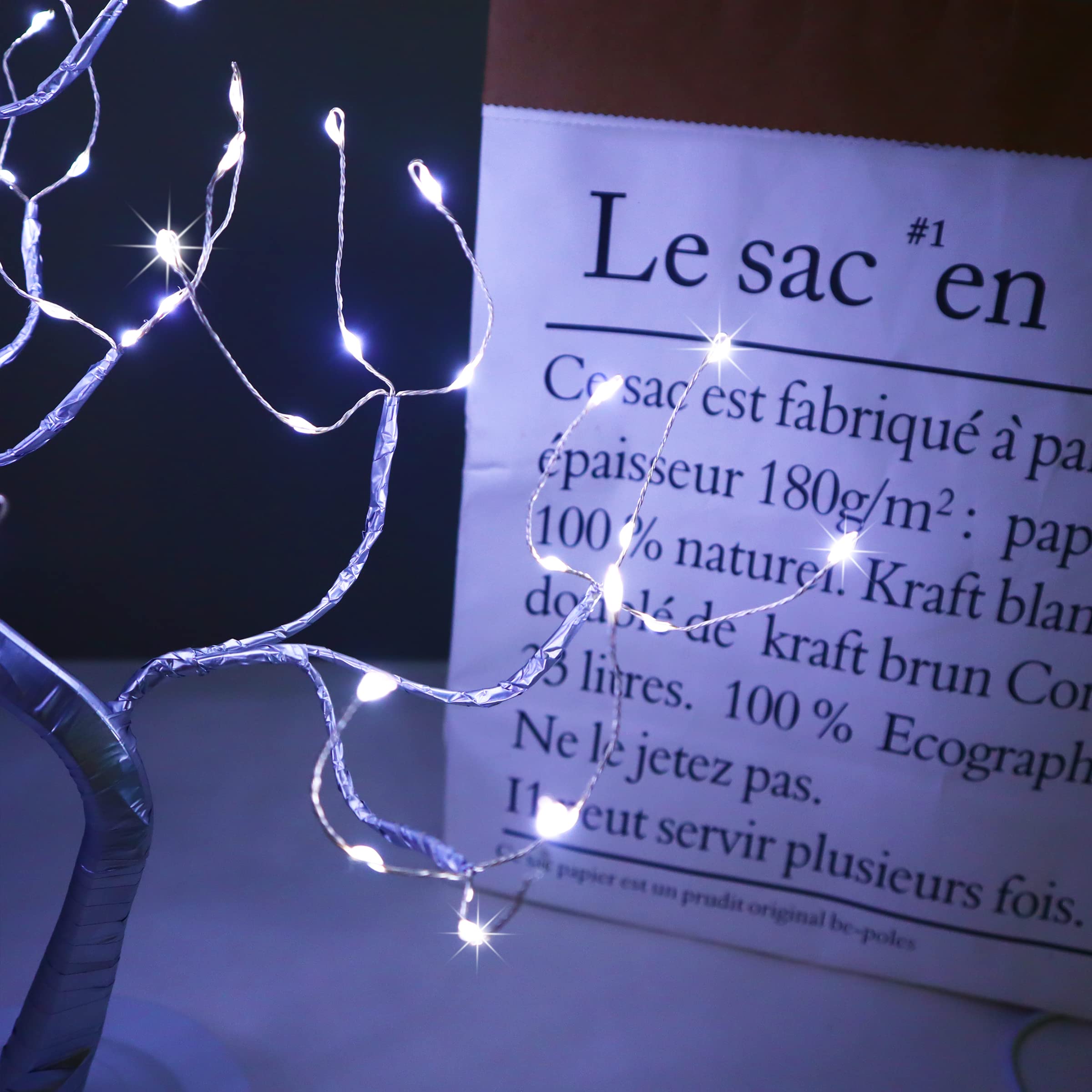 108 LED Fairy Tree Lamp - Cool White Miniature Lighted Tree with Music Modes, USB/Battery Powered 20