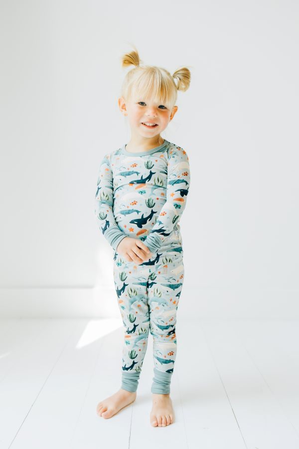Fintastic Friends Two Piece Pajama Set for Women - Cute Matching Sleepwear with Ocean Theme - Perfect for Sleepovers, Loungewear & Cozy Nights
