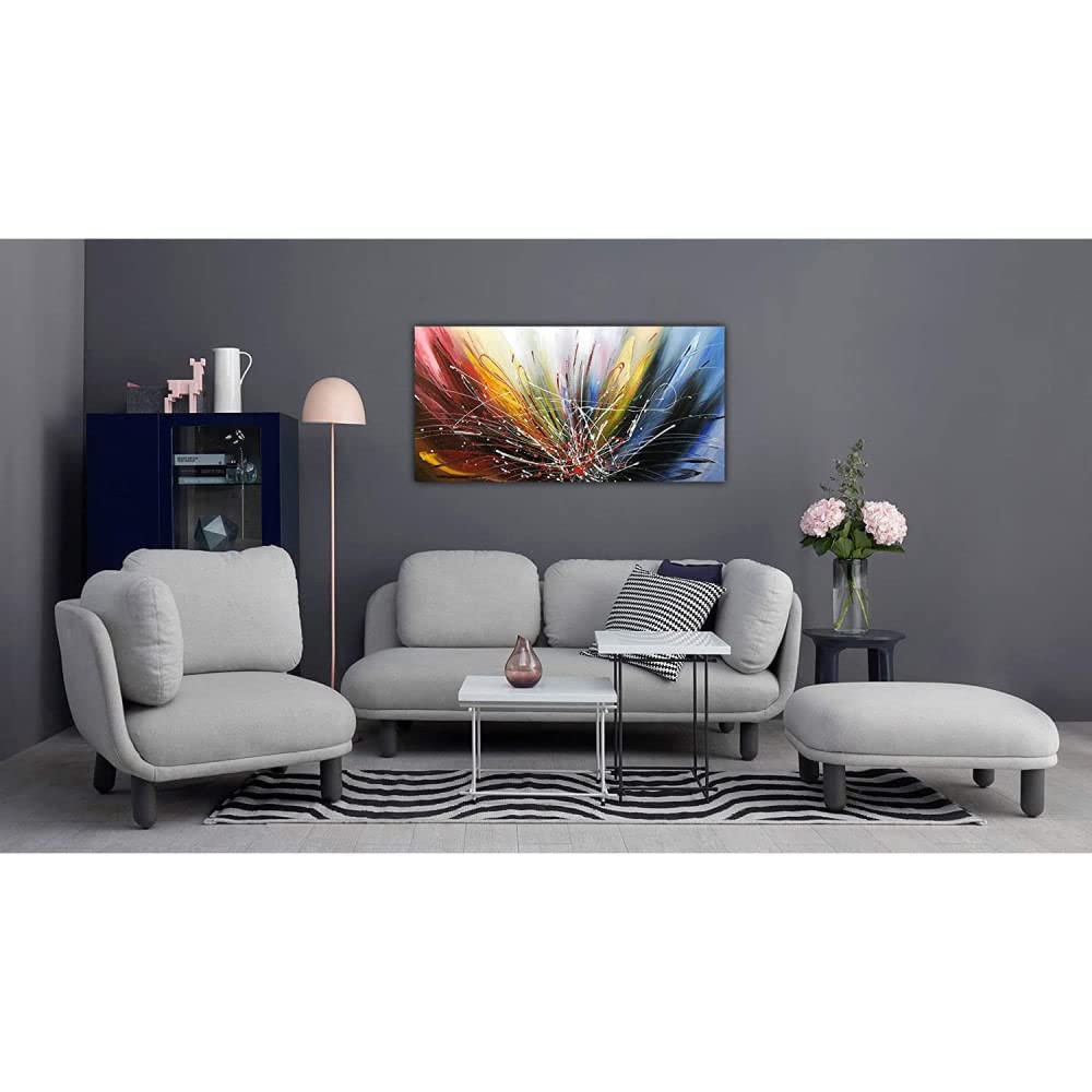 Tiancheng Art 24x48 Inch Hand-Painted Abstract Oil Painting on Canvas - Modern Contemporary Wall Art for Living Room, Bedroom & Office Decor - Ready to Hang Home Decoration - Perfect for Gifts & Interior Design