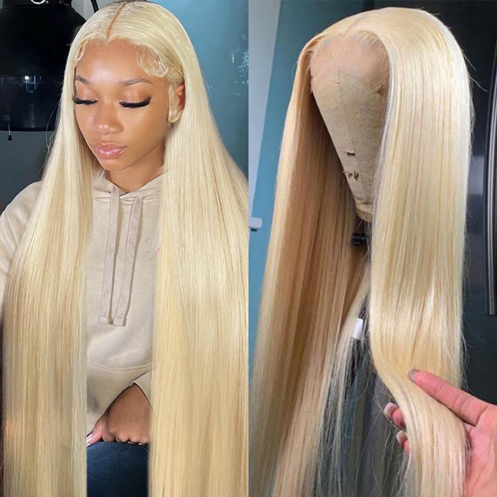 BZN 613 Blonde Lace Front Wig - 13x6 Human Hair Straight Wig 28 Inch 200 Density - Pre Plucked with Baby Hair for Natural Look | Perfect for Daily Wear, Cosplay, and Special Occasions