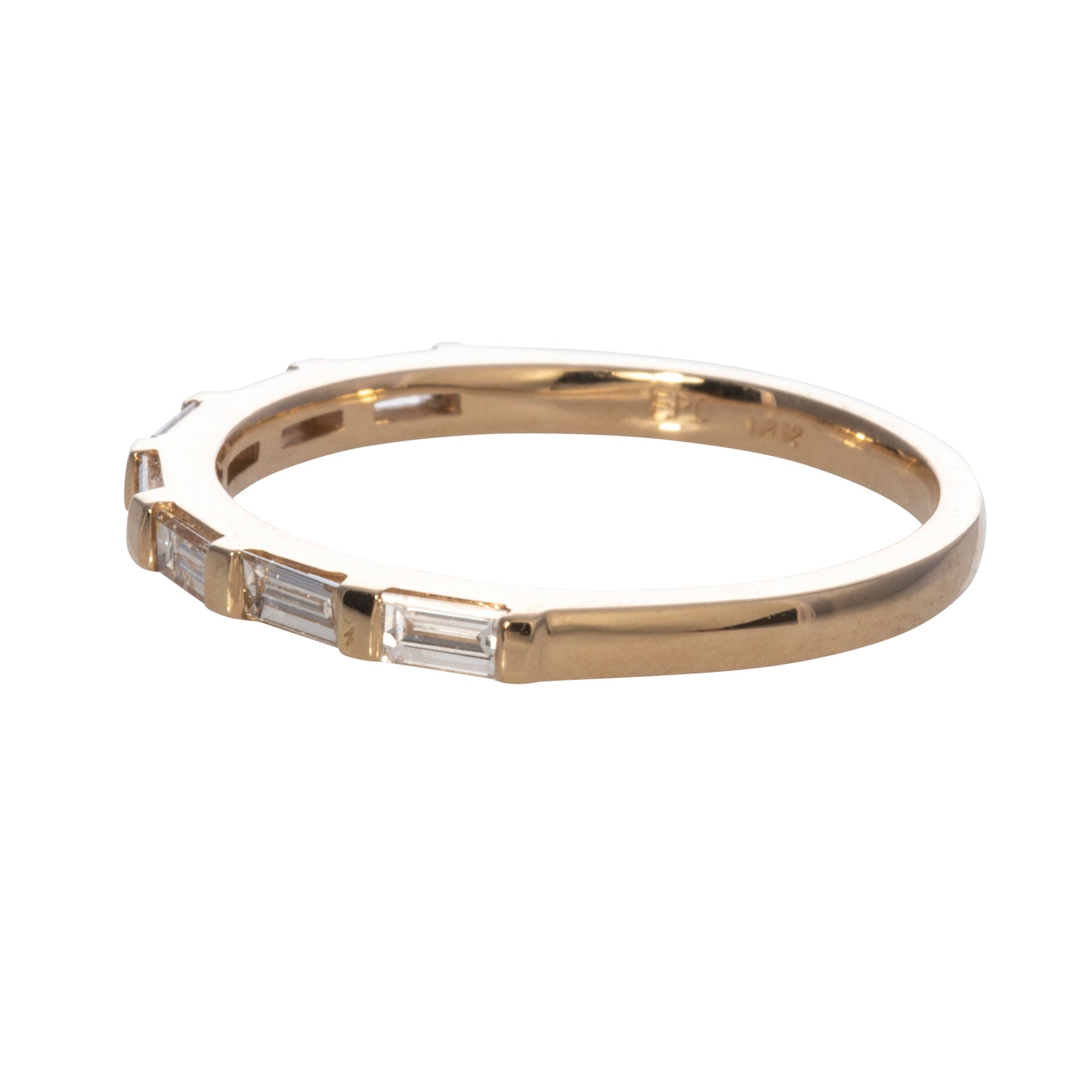 0.36ctw Baguette Diamond Bar Halfway Set 14K Yellow Gold Wedding Band Ring for Women - Perfect for Bridal, Engagement, and Anniversary Gifts