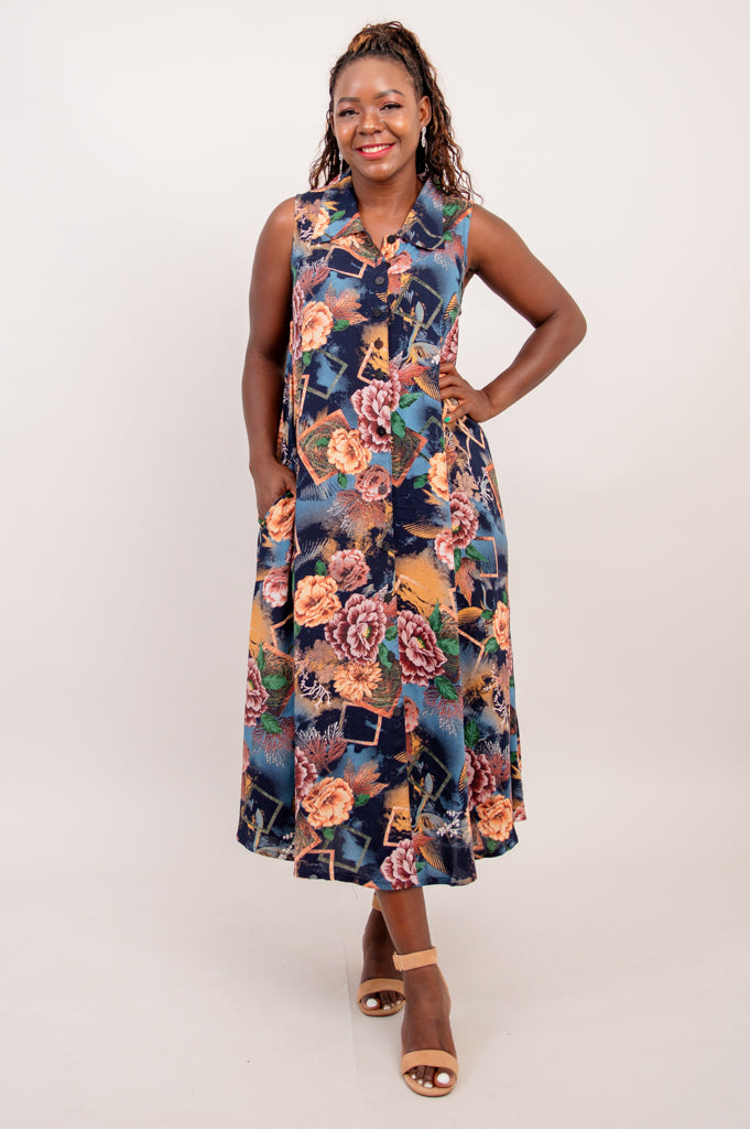 Elegant Floral Print Cissy Dress - Vintage Garden Inspired Women's Dress for Casual Wear, Parties & Special Occasions
