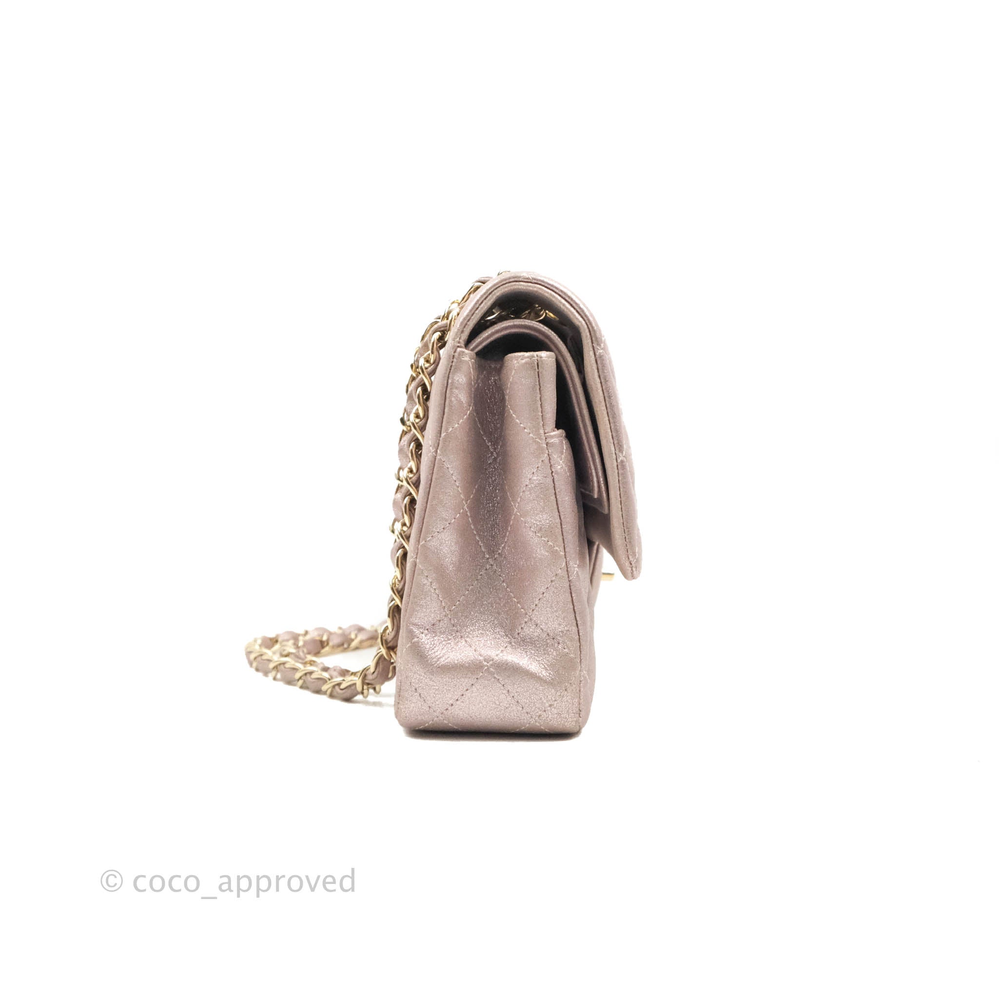 Chanel Classic M/L Medium Double Flap Bag in Rose Gold Pink Lambskin with Gold Hardware - Luxury Handbag for Women, Perfect for Parties, Weddings & Special Occasions