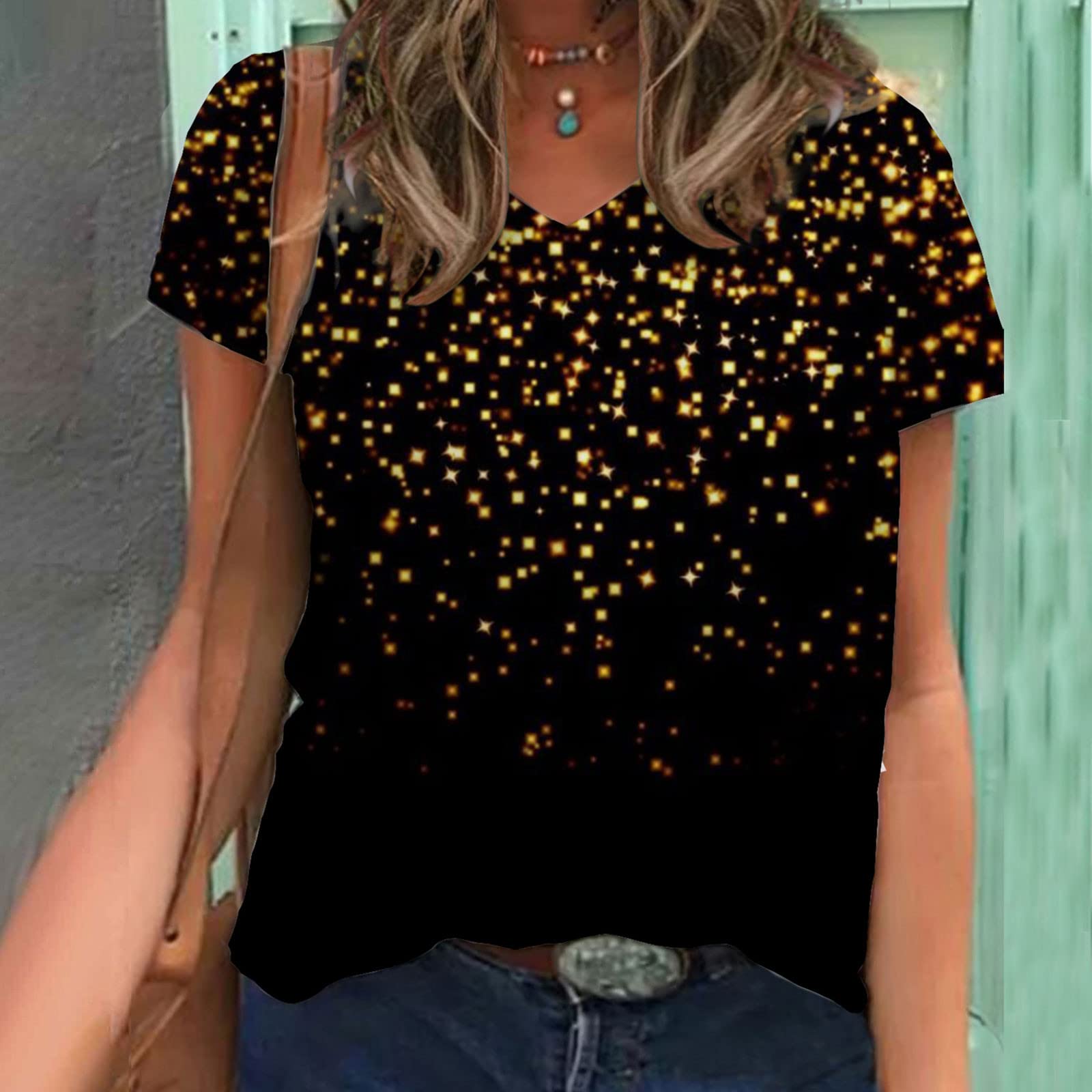 Women's Casual Short Sleeve Crewneck Blouse - Floral Print Cotton T-Shirt for Summer | Loose Fit Comfortable Tee for Everyday Wear, Outings & Vacation