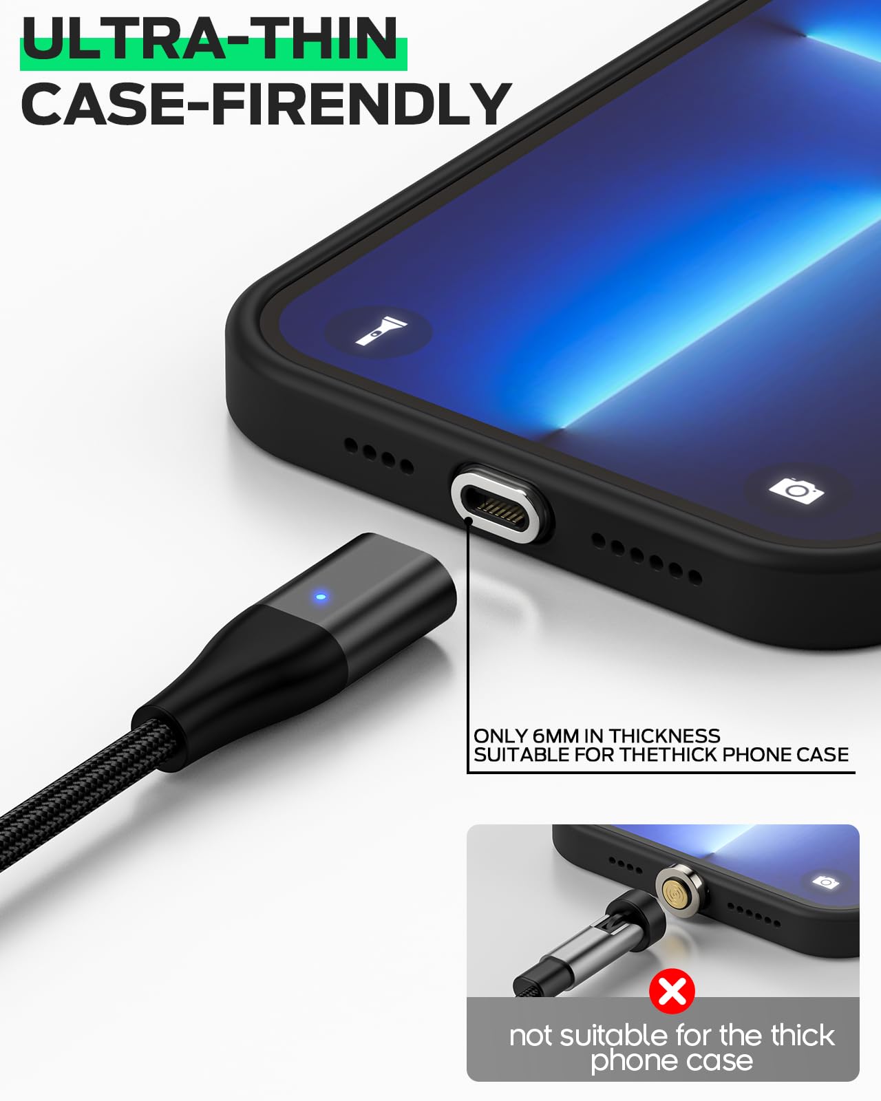 YKZ 3-in-1 Magnetic USB C to C Cable - 60W PD Fast Charging, Nylon Braided [3.3FT+6.0FT] - Compatible with Samsung Galaxy, iPhone 15, MacBook, iPad Pro & More Android Devices (Black) | Perfect for Home, Office & Travel Charging