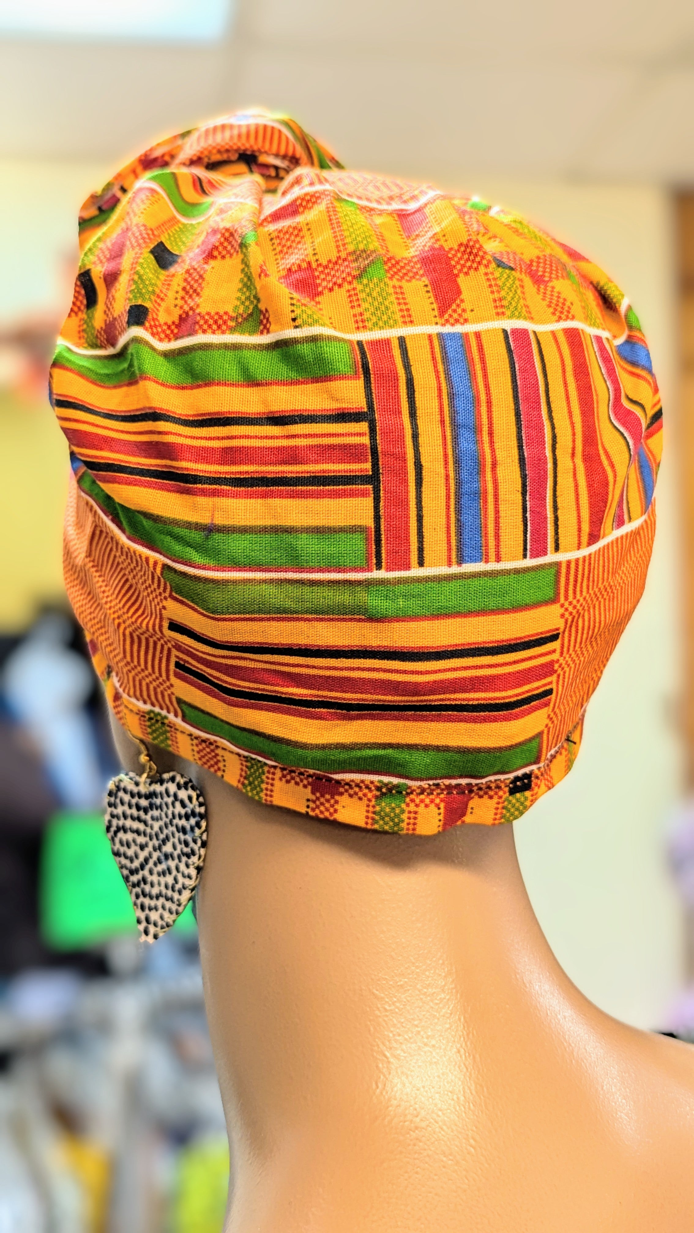African Print Cotton Pre-Tied Head Wrap Hat by Dupsie - DP3227PT11 - Stylish & Comfortable Headwear for Women, Perfect for Parties, Weddings & Cultural Events