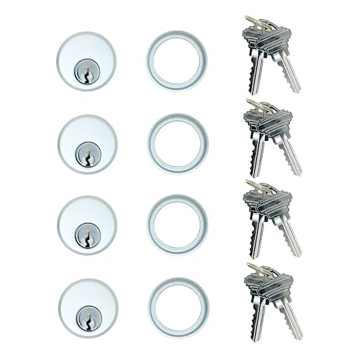 Adams Rite 4036 Mortise Cylinder Door Lock Replacement Parts - High Security Aluminum Trim Rings with 8 Keys | Perfect for Commercial Buildings, Office Doors & Home Security Upgrades
