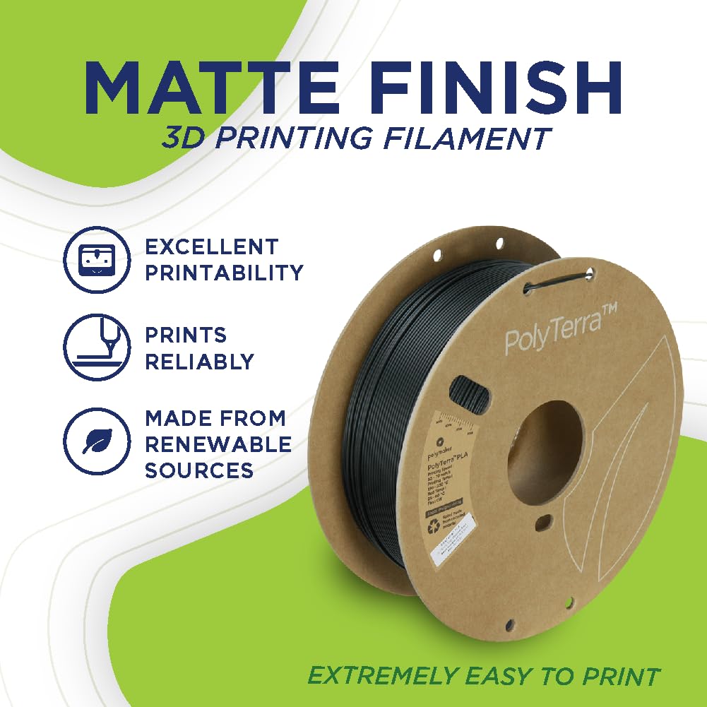 Polymaker Matte PLA Filament 1.75mm Mint Green - 1kg Spool for 3D Printing | High-Quality PolyTerra PLA Filament for Smooth Prints | Perfect for DIY Projects, Cosplay Props & Home Decor