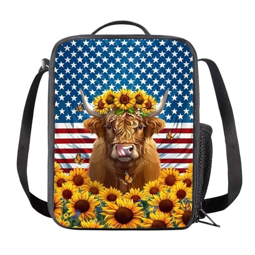Highland Cow USA Flag