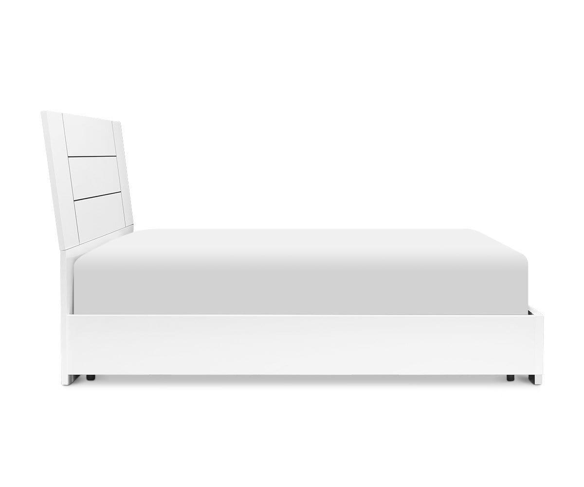 Palermo Bed - Modern Queen Size Bed Frame with Upholstered Headboard, Sturdy Wooden Slats - Perfect for Bedroom, Guest Room & Apartment Decor