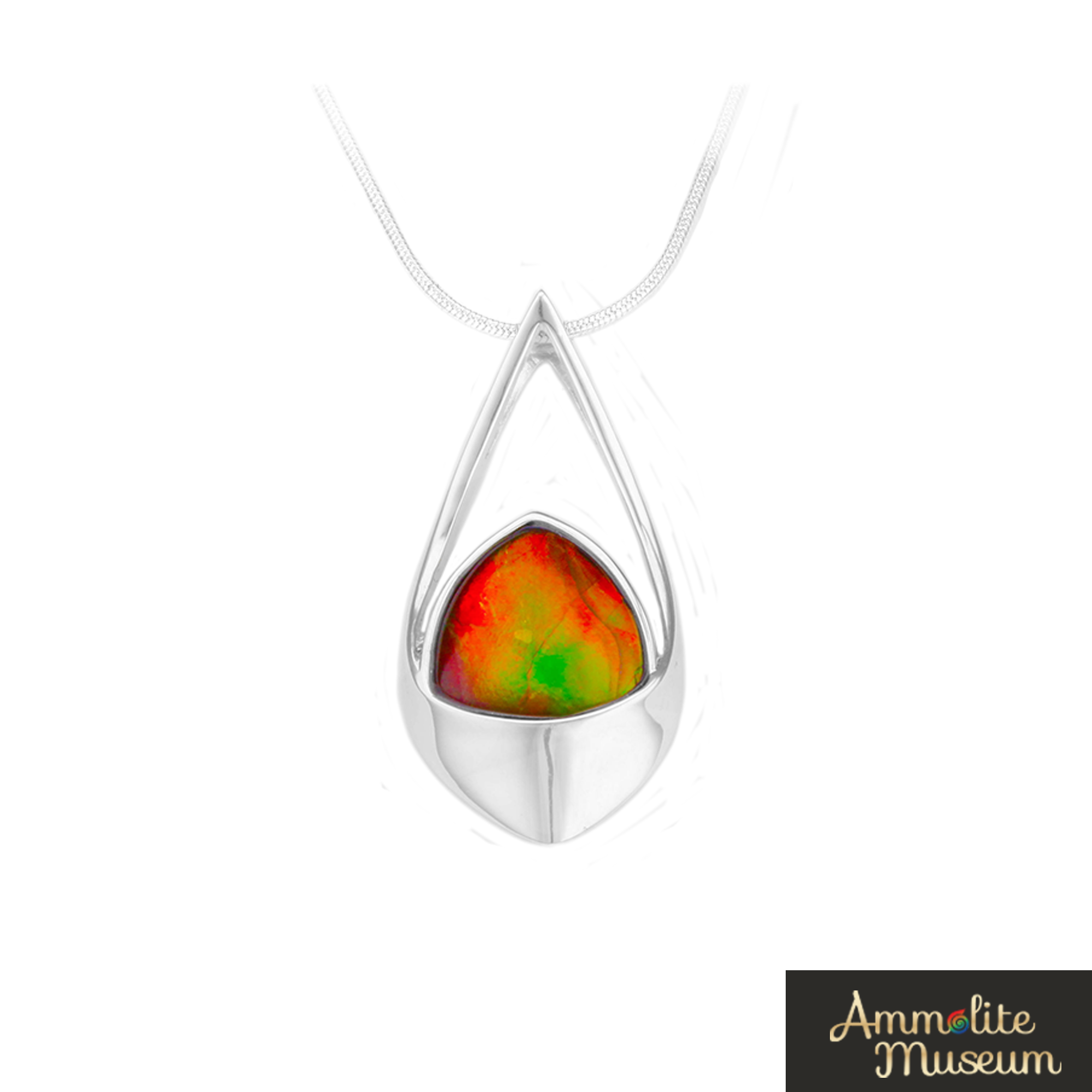 925 Sterling Silver Teardrop Ammolite Pendant Necklace | Natural Gemstone Jewelry for Women | Perfect Gift for Birthday, Anniversary & Special Occasions