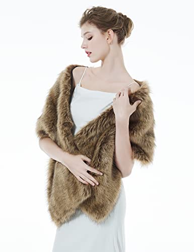 Long Faux Wolf Fur Brown