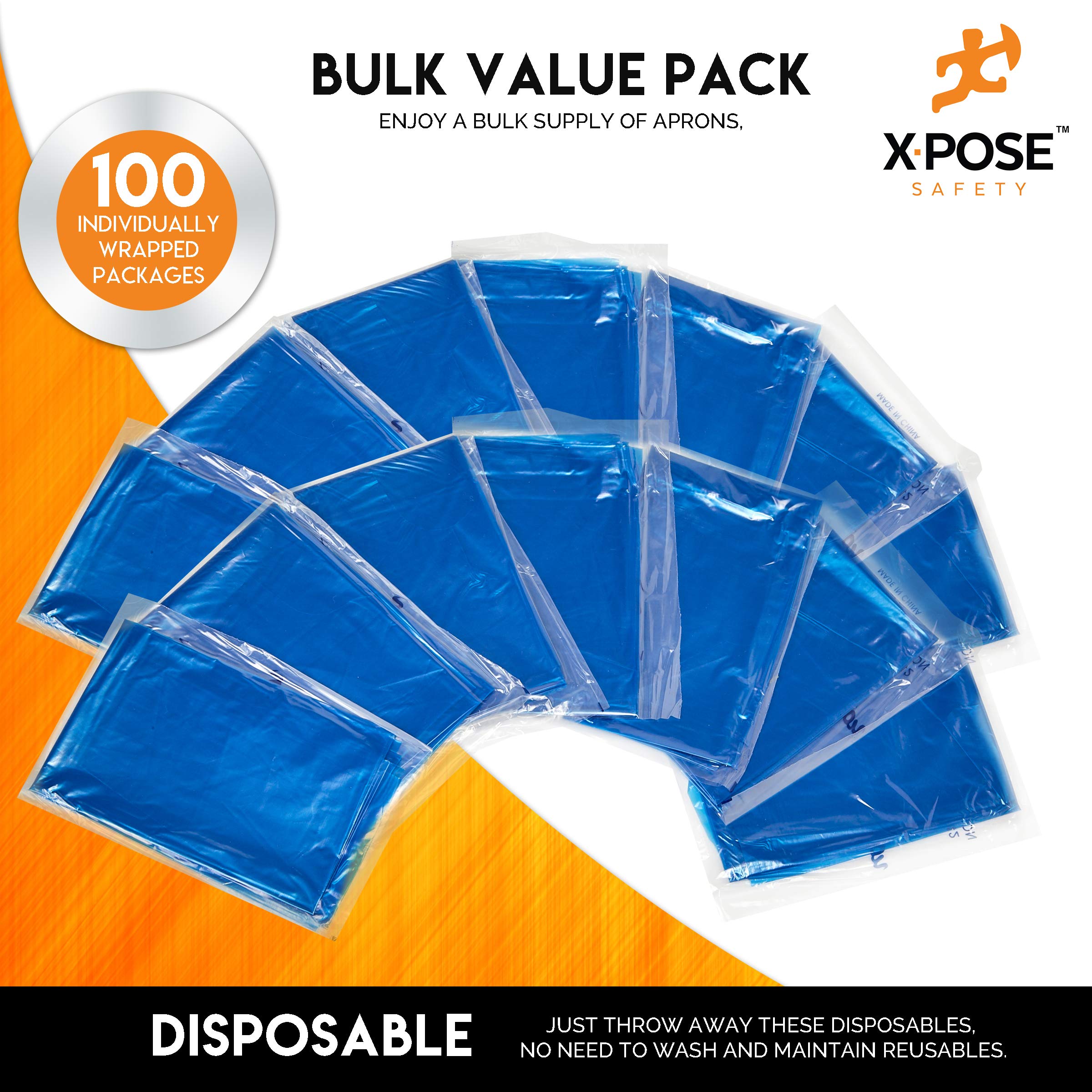 Xpose Safety 1000 Blue Disposable Plastic Aprons - 24
