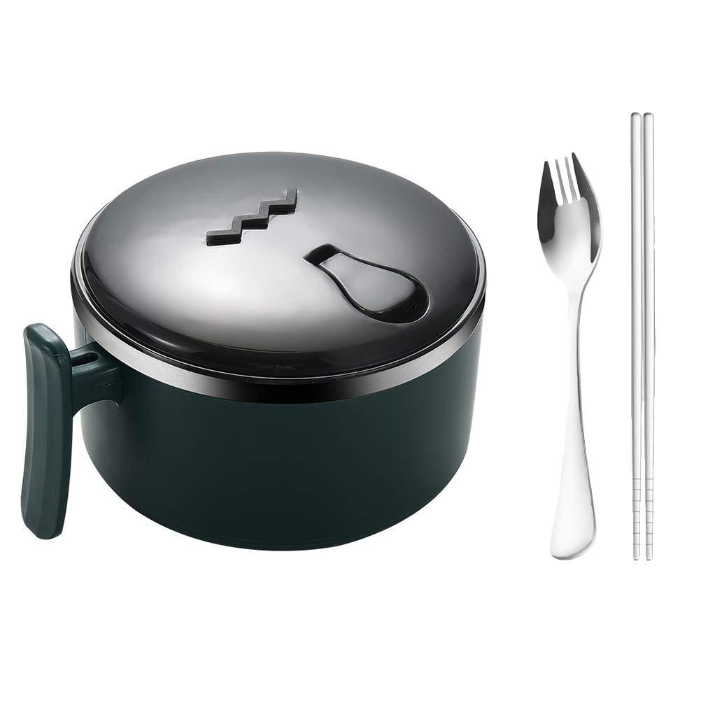DOITOOL Stainless Steel Instant Noodle Bowl with Lid & Handle - 16oz Soup Container for Ramen, Microwave & Camping - Durable Kitchen & Outdoor Dining Essentials