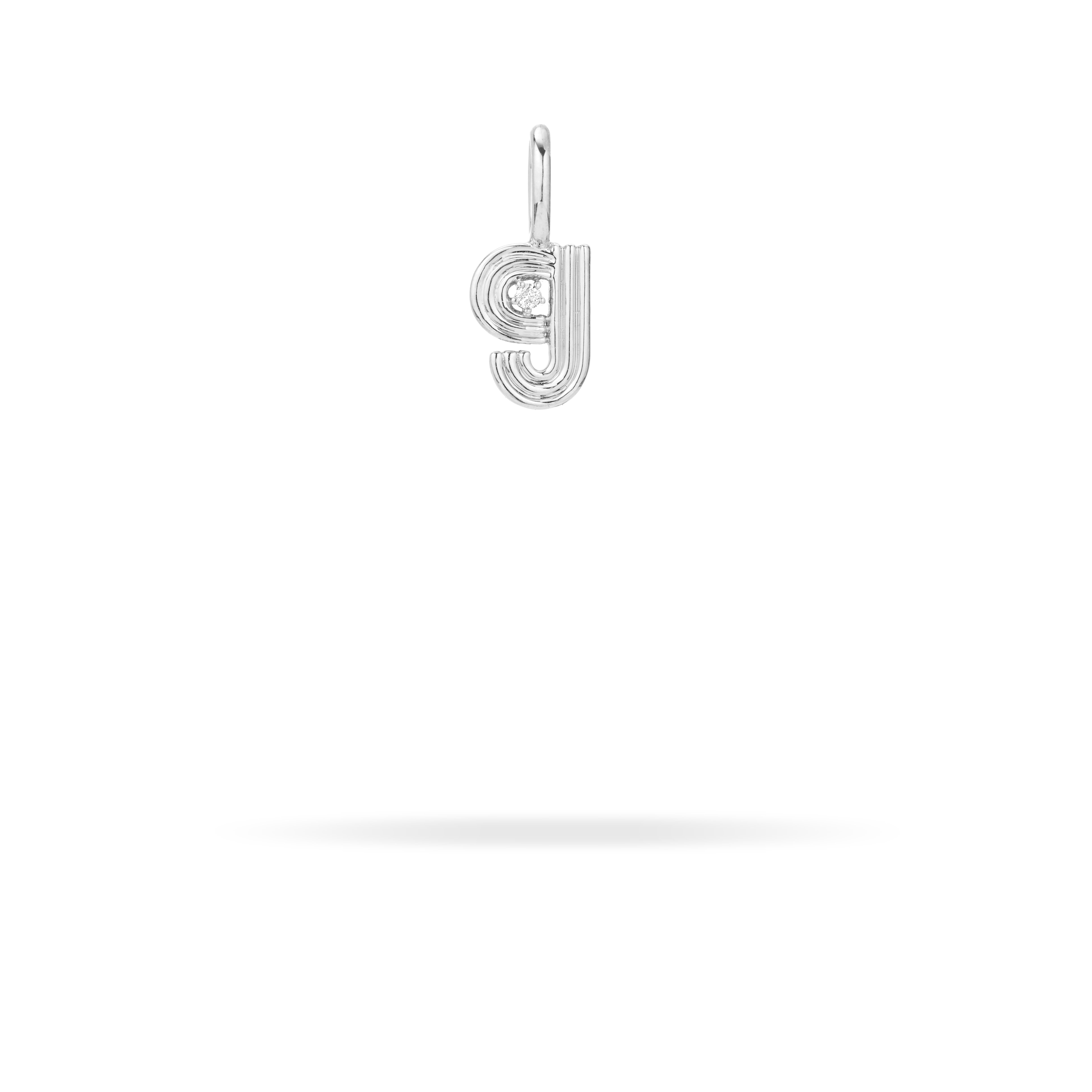 Groovy Diamond Initial Mini Charm G in Sterling Silver - Personalized Jewelry for Women - Perfect for Gifts, Birthdays & Anniversaries