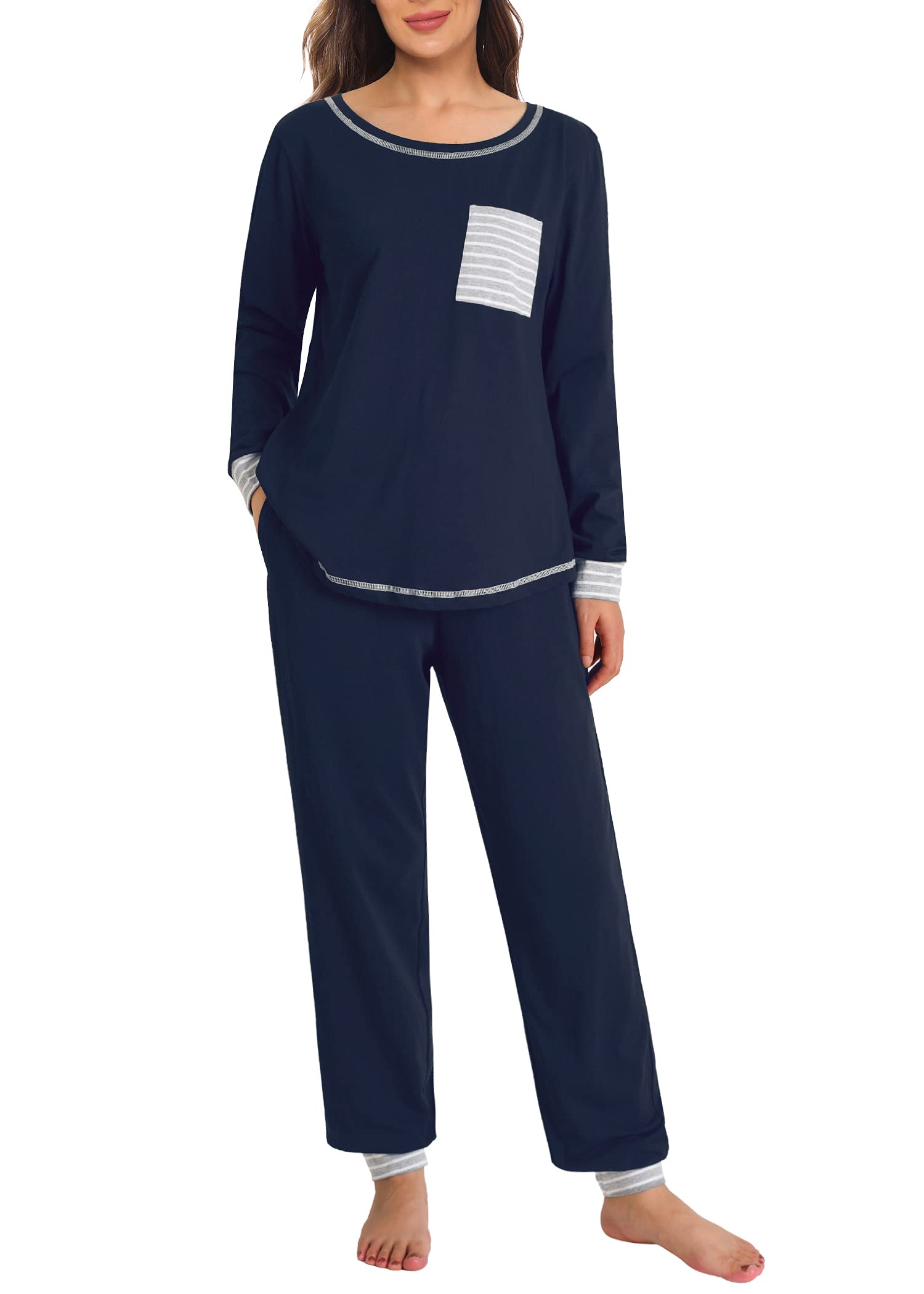Women's Soft Cotton Pajama Set - Long Sleeve Sleepwear for Comfort & Warmth - Perfect for Cozy Nights, Lounging & Gift Giving