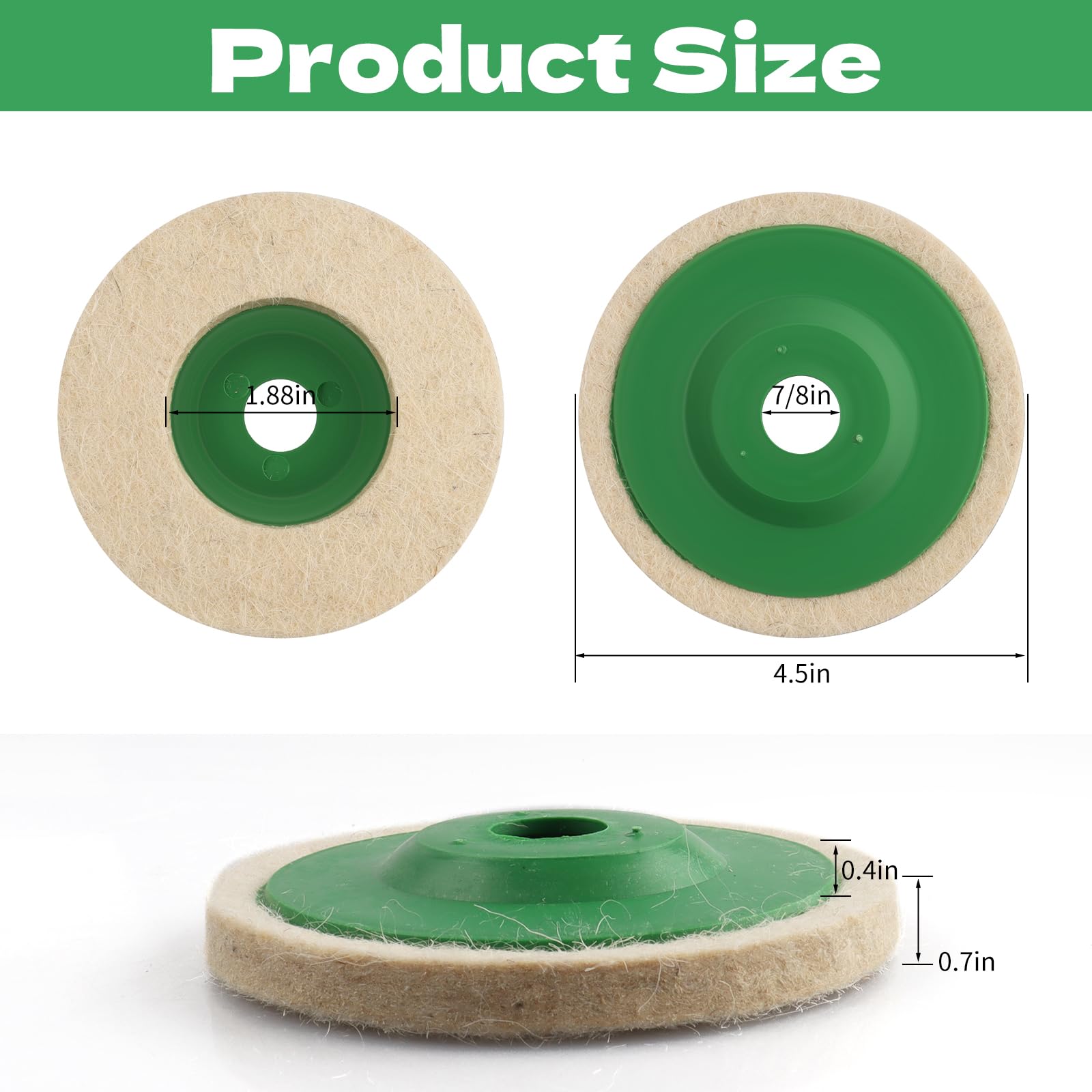 6 Pack 4.5 Inch Wool Felt Polishing Wheel Discs for Angle Grinder - Buffing & Polishing Pads for Metal, Jewelry, Woodworking - Perfect for DIY, Automotive, and Metal Fabrication Projects