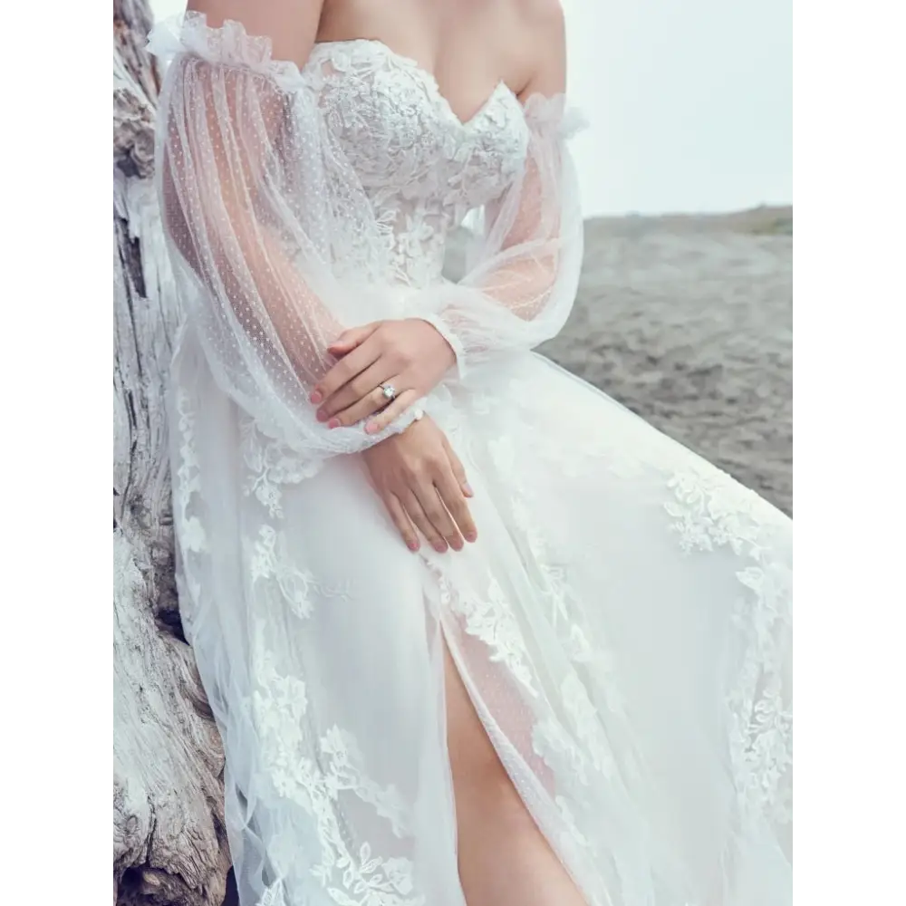 Maggie Sottero Brava Wedding Dress with Detachable Sleeves - Elegant Bridal Gown for Church, Beach & Outdoor Ceremonies