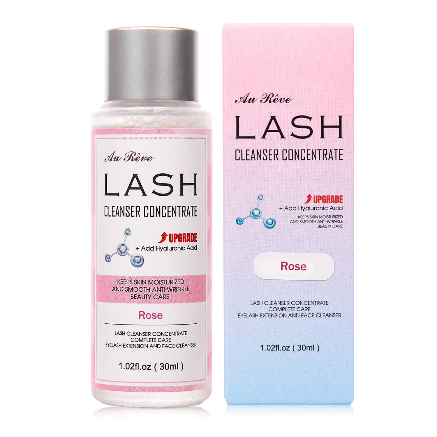 30ml Lash Shampoo Concentrate with Hyaluronic Acid - Makes 180ml Eyelash Cleanser | Salon-Grade Formula | Rose Scented | Perfect for Eyelash Extensions & Daily Lash Care