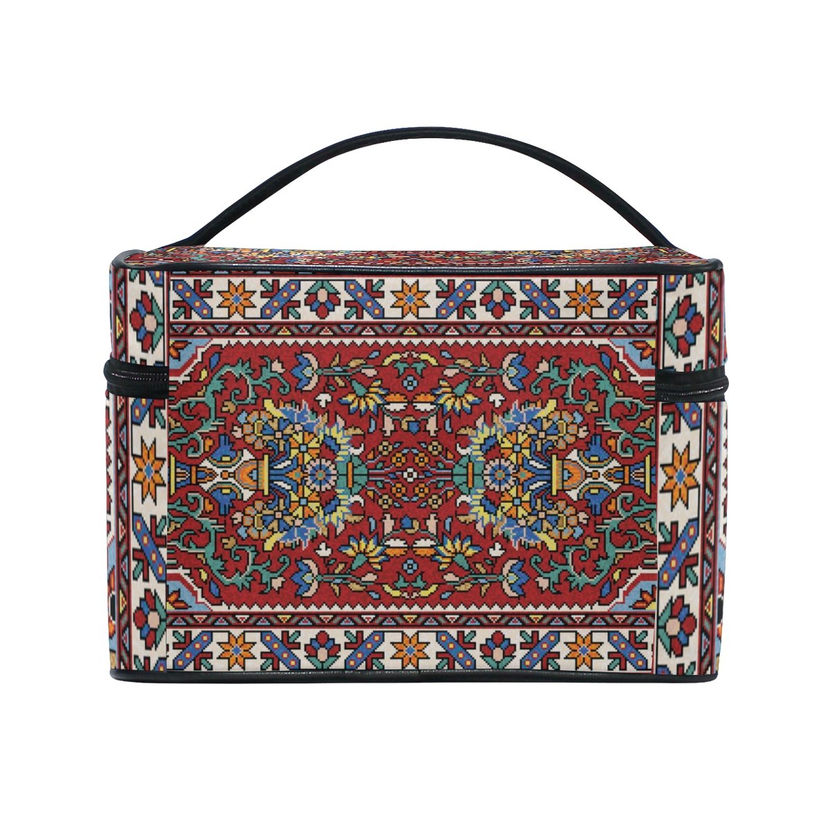 Stylish Mosaic Oriental Cosmetic Bag for Women - Waterproof Travel Makeup Train Case with Mirror | Perfect for Travel, Gym, and Daily Beauty Storage Organizer