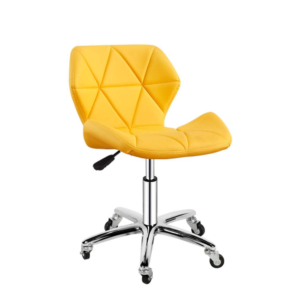 Ergonomic Office Chair - Adjustable Height Leather Desk Chair with Swivel & Wheels, Comfortable Padded Computer Chair for Home & Office, Chrome Base (Yellow) - Perfect for Long Work Hours, Gaming & Home Office Setup